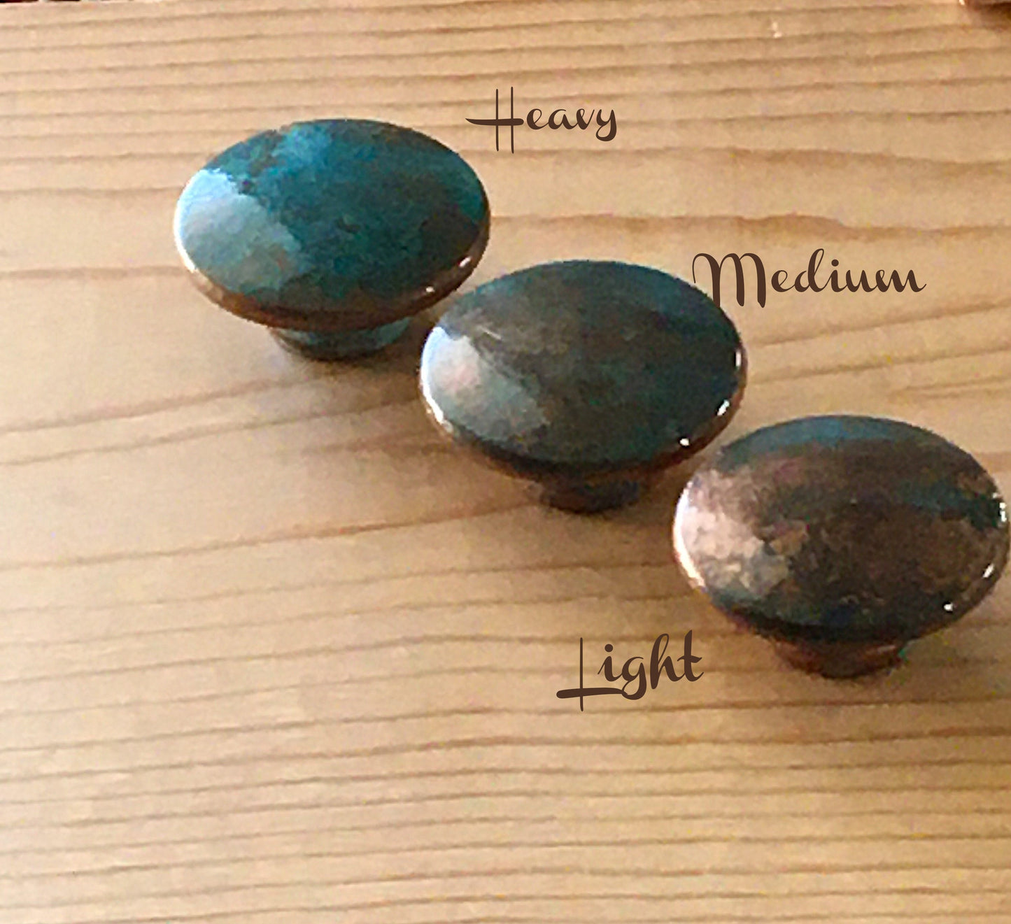 Wood Cabinet Pulls-Copper w/Green Patina, Cabinet Pulls & Knobs, Bathroom Drawer Pulls, Kitchen Cabinet Hardware, FAUX Copper Cabinet Pulls