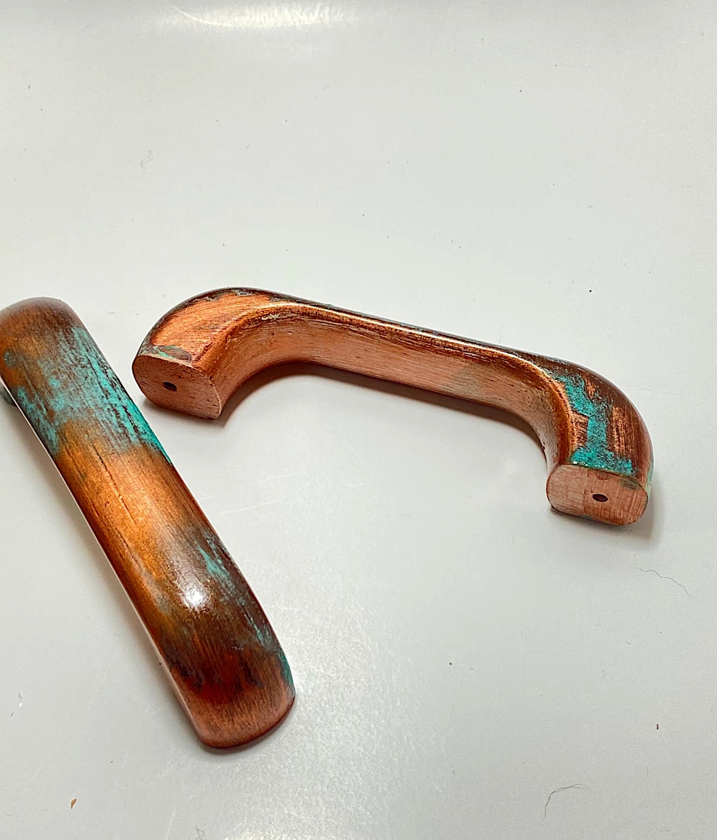 Wood Cabinet Pulls-Copper w/Green Patina | Bathroom & Kitchen Hardware |  Cabinet Knobs | Kitchen Cabinet Hardware | FAUX Copper