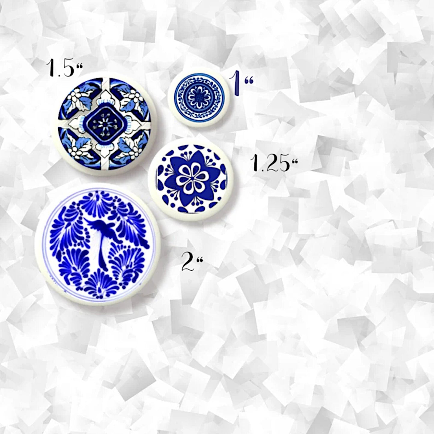 Talavera Blue Collection Dresser Knobs - Mexican Tile Inspired Decorative Cabinet Hardware for Kitchen and Bath - Cute Unique Handmade