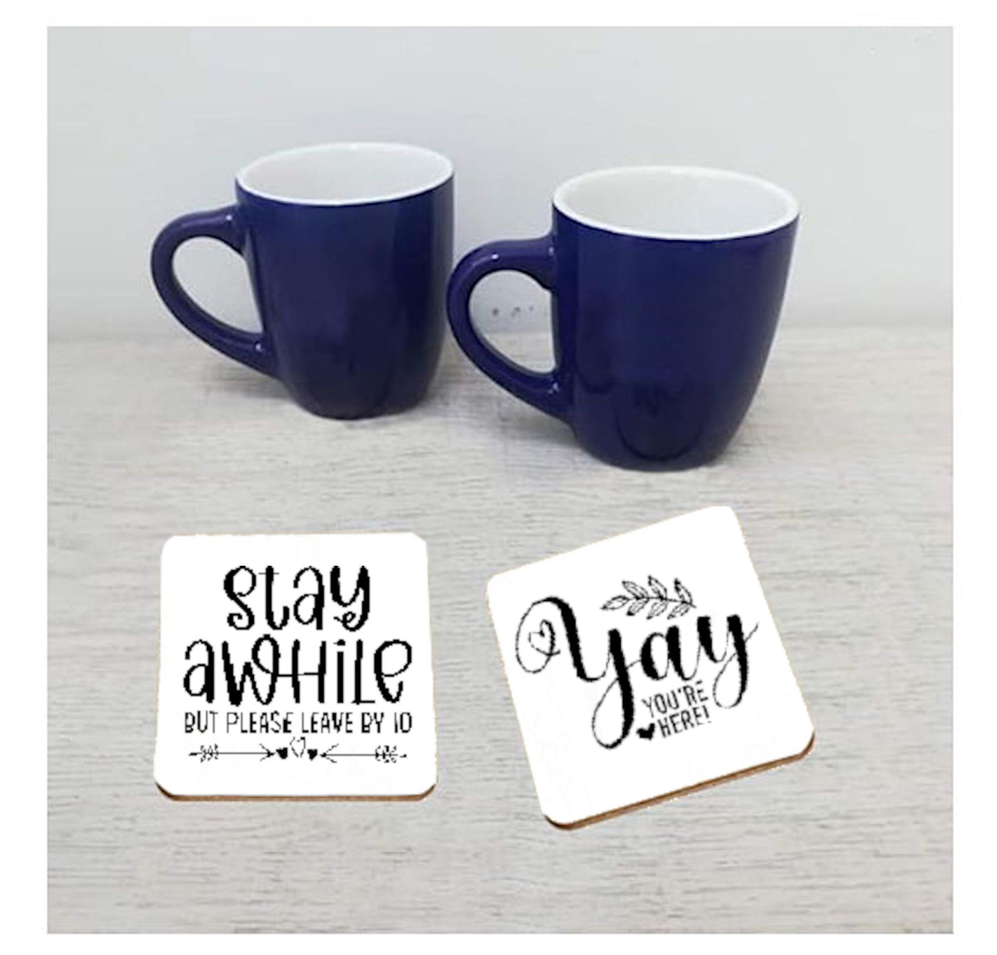 Sarcastic Welcome Coasters Set of 4 or 6 | Square Ceramic 4" Cork Back Drink Coasters| Kitchen/Dining Table Decor, Funny Coasters-Drink Mats