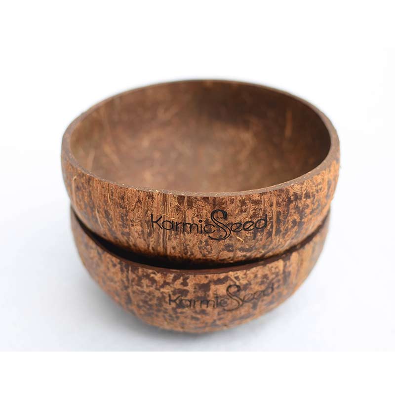 Handmade Coconut Bowls (Set of 4), Karmic Bowls, Natural Coconut Shell Bowls, Reclaimed Organic