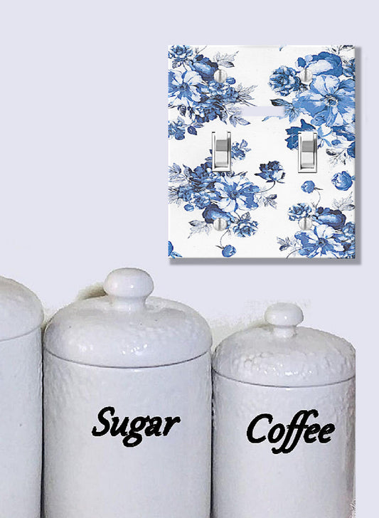 Blue and White Floral Switch Plate, Elegant Decorative Light Switch Cover Home Decor, Vintage Floral Design Cottagecore Outlet Cover