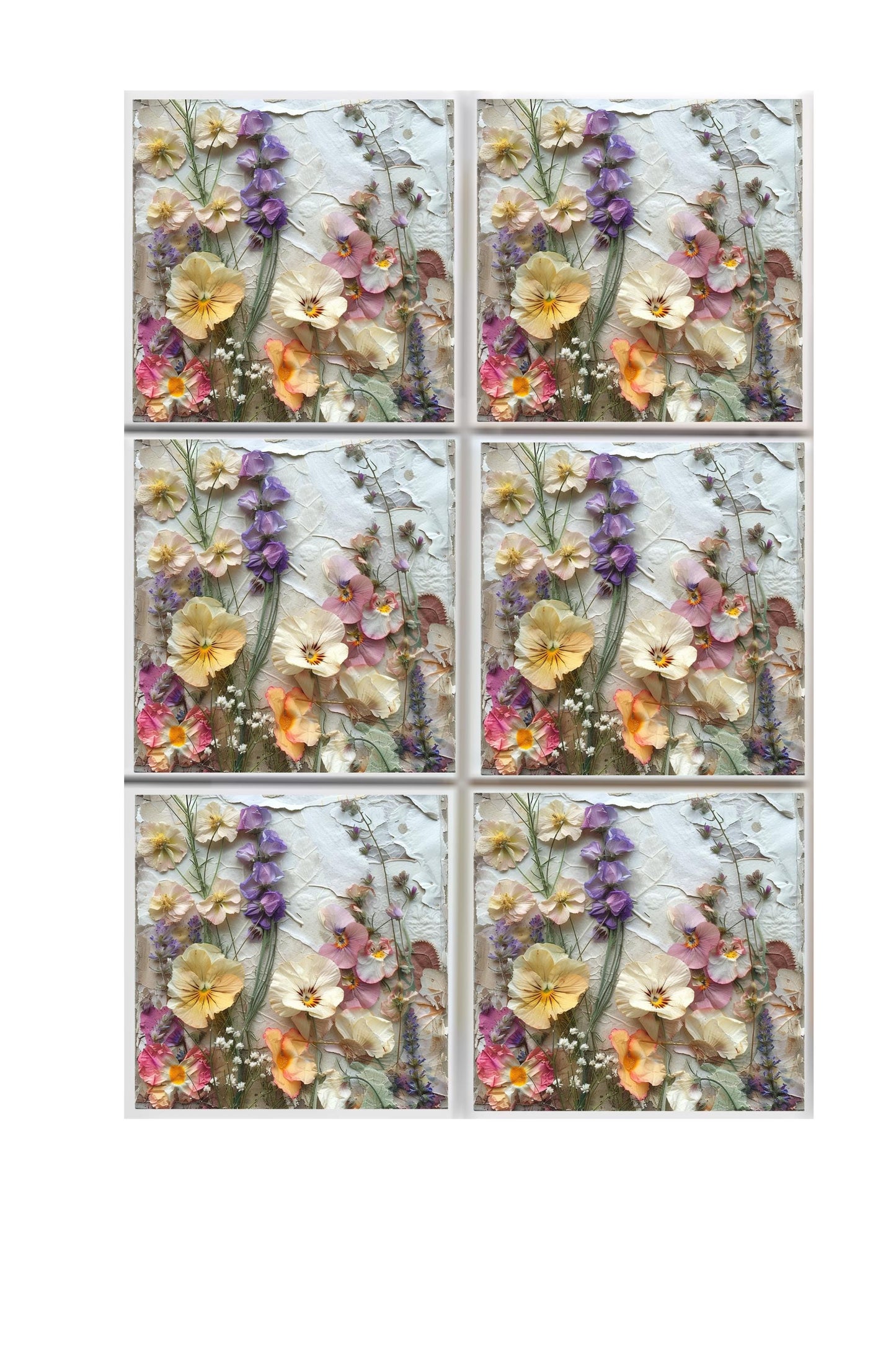 3D Flowers Print Coasters Set of 4 or 6 | Square Ceramic 4" Cork Back Drink Mats | Kitchen/Dining Table Decor, Floral Coasters Botanical