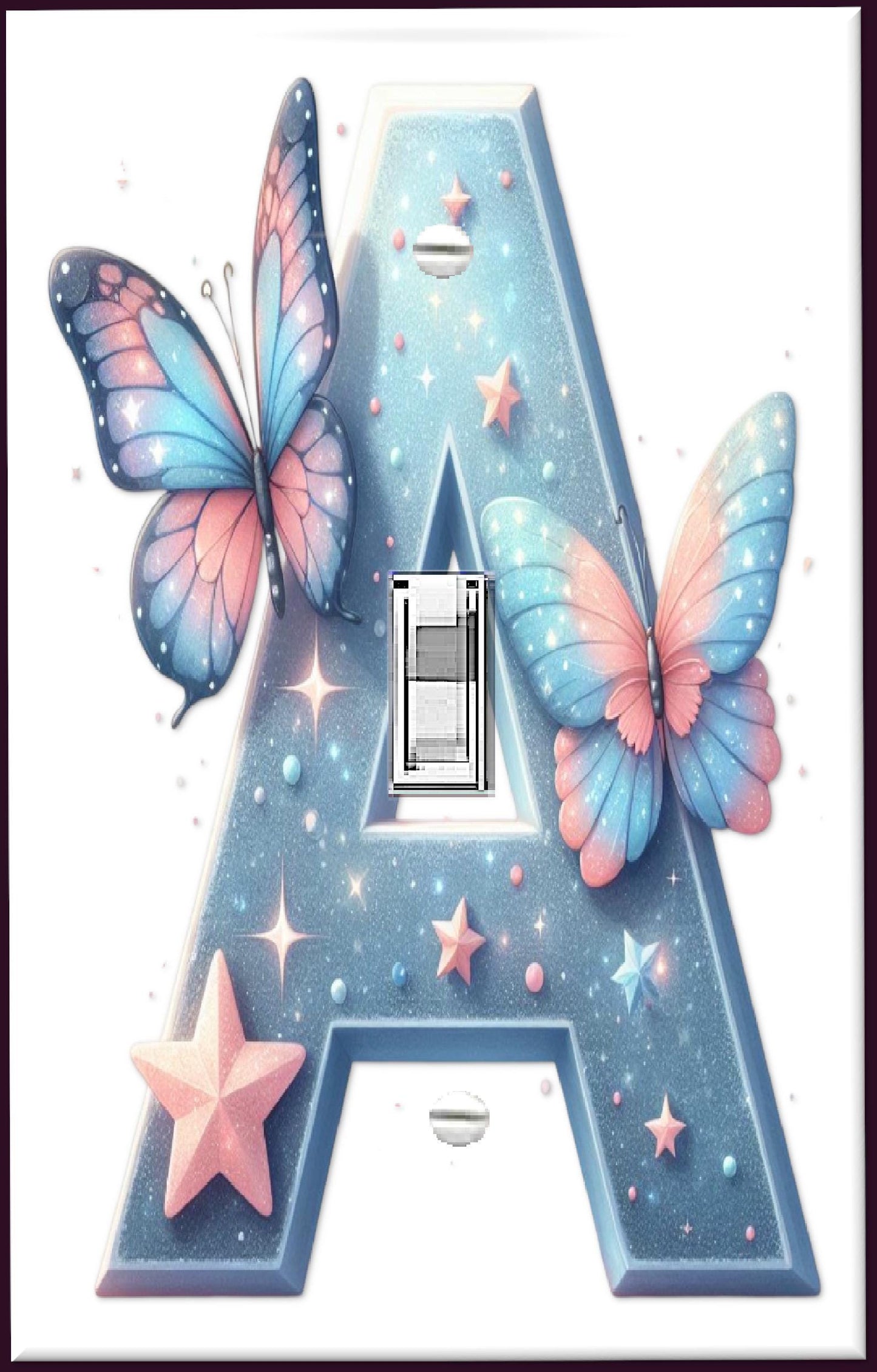Kids' Room Butterfly Light Toggle Switch Cover - Customized Name Letters, Starry Sky Design and Butterflies, New Baby Gift, Novelty Gift