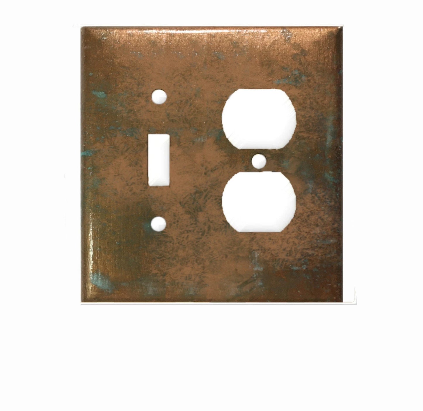 Vintage-Inspired Decal, Switch Plate Covers, Peel-n-Stick Print of Aged Copper with Stunning Blue-Green Verdigris Patina, Single & Double