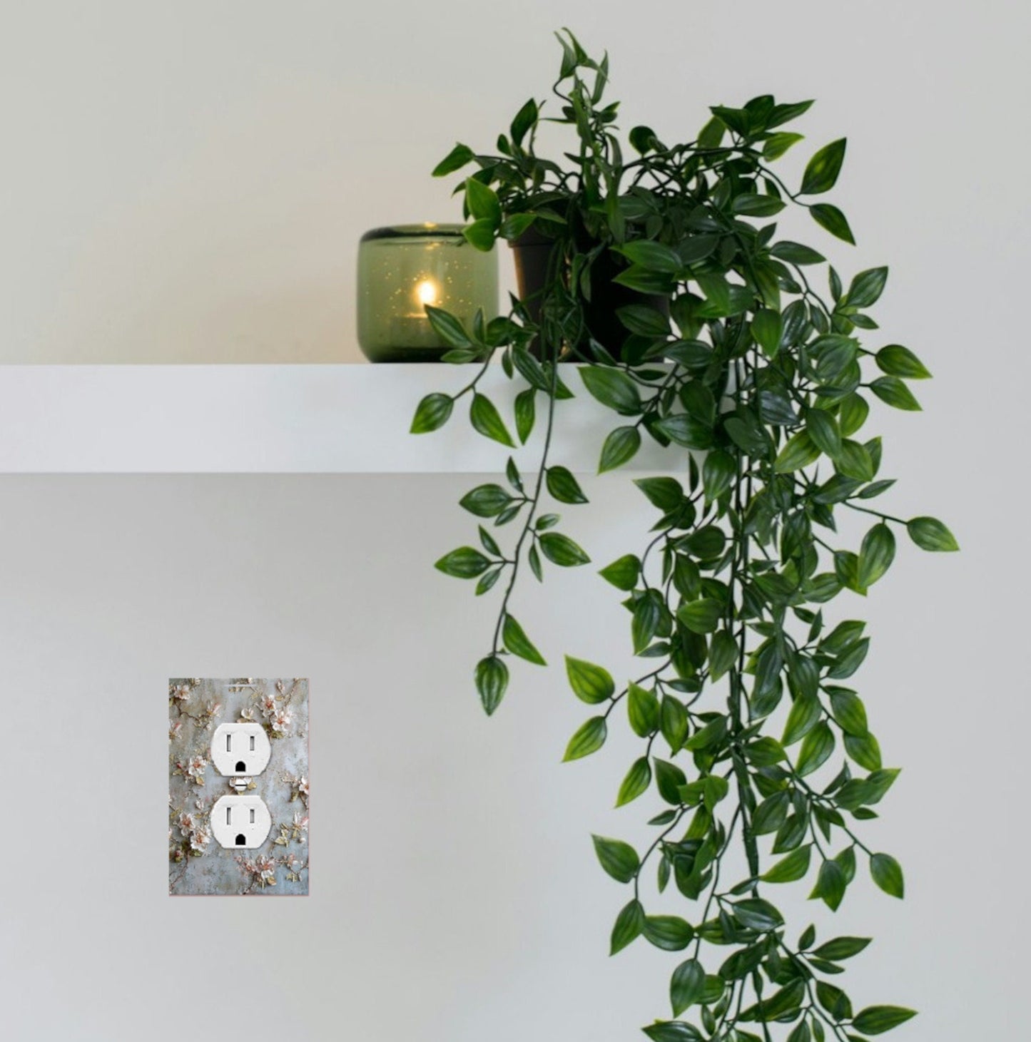 NEW DESIGN Elegant Silver & Lite Pink Floral Light Switch Cover - Watercolor Print Outlet Plate, Wall Plate, Switchplate, Switch Plate Art