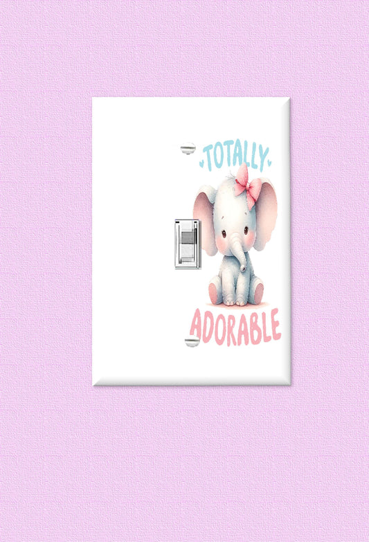 Baby Elephant Light Switch Cover, Nursery Outlet Cover, Kids Room Wall Decor, Watercolor Baby Elephant Switch Plate, Wall Plate