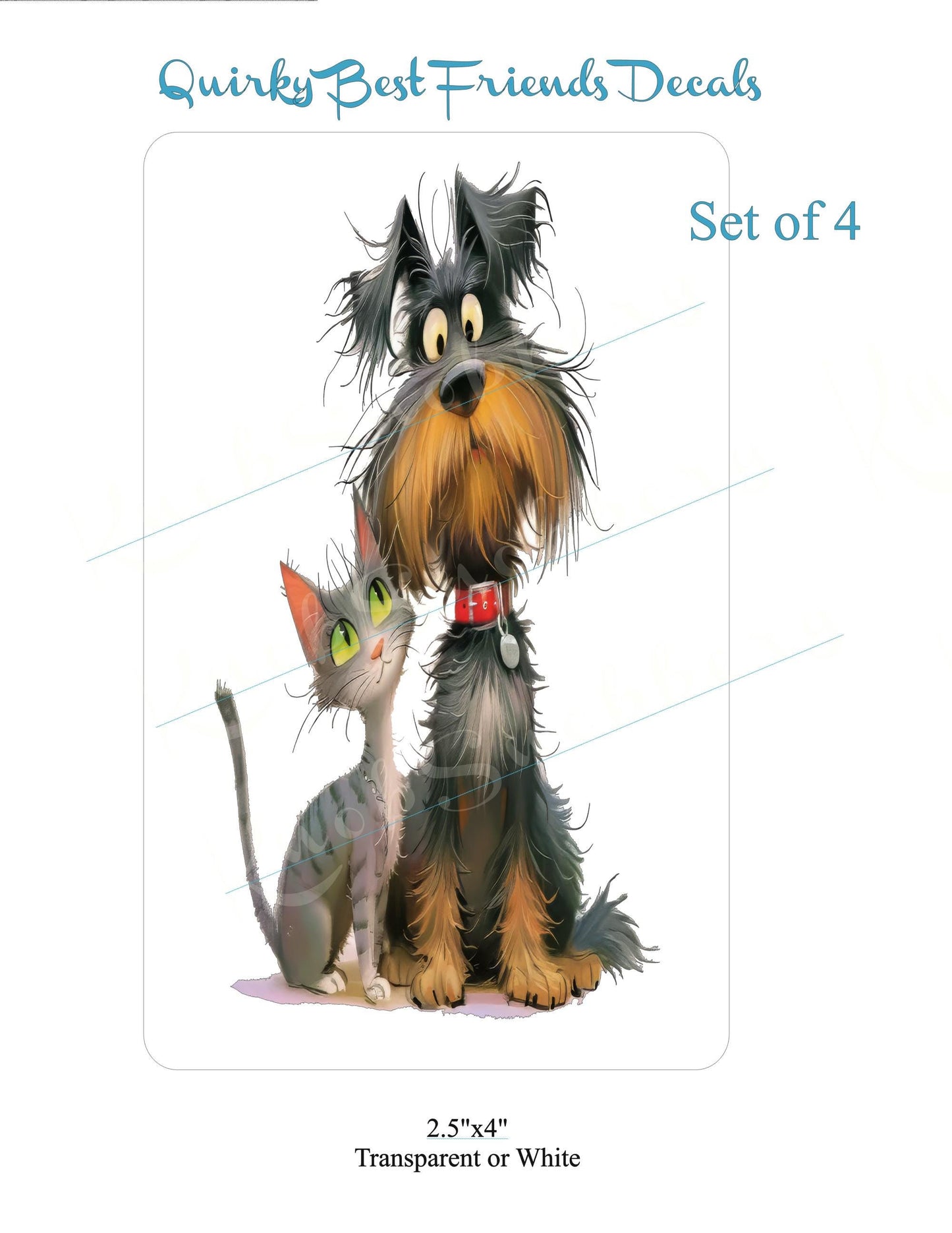 Quirky Best Friends Decals – 4 Funny Pet Decals for Light Switches, Laptops, Tumblers, Notebooks – Easy Peel-and-Stick Vinyl Sticker Set