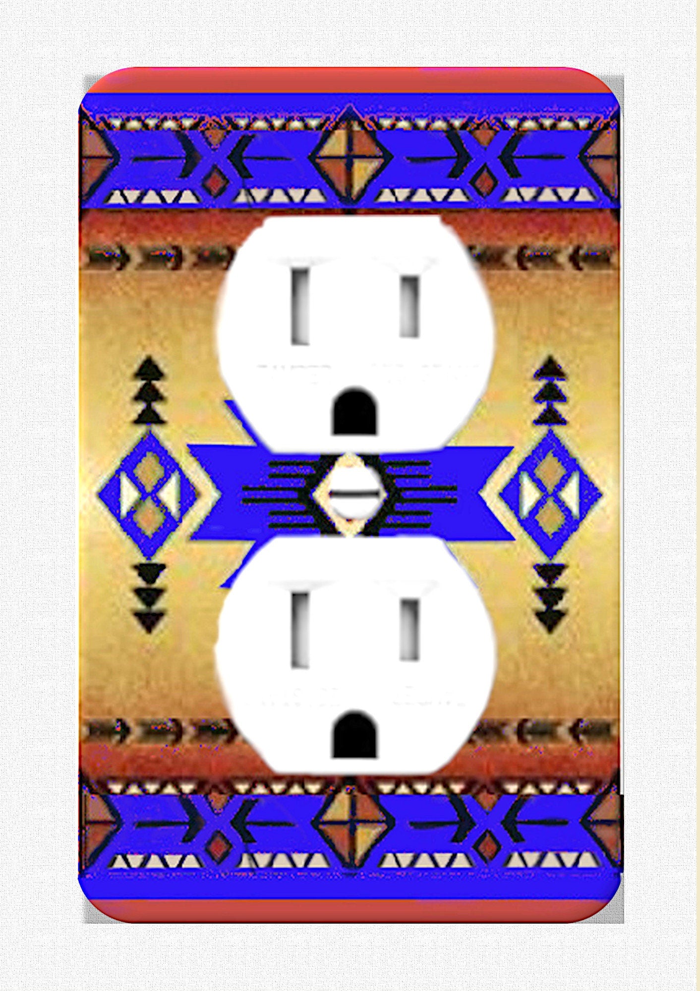Southwestern Decor Switchplates | Cobalt Blue Pattern Outlet & Light Switch Covers | Southwest Kitchen Design | Country Kitchen Accents