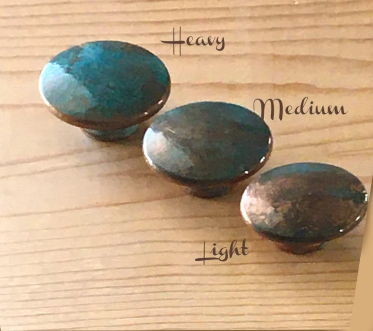 Beautiful Decorative Knobs, Faux Copper Furniture Knobs Like Real Aged Copper, Blue-Green Patina, Kitchen Cabinet Knobs & Pulls 6 Knob Sizes