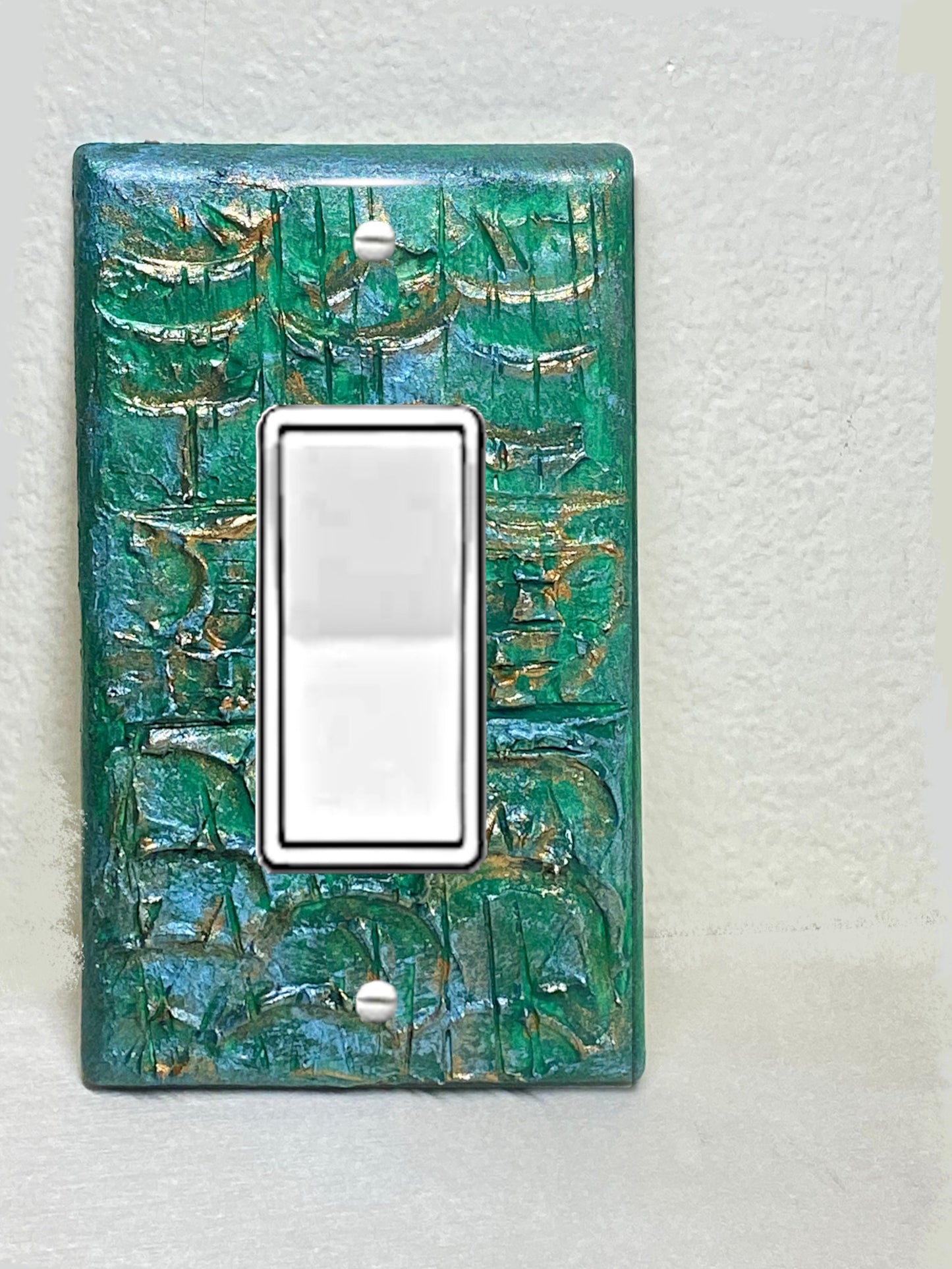 Ocean Colors 3D Switch Cover, Emerald Green Ocean Waves, Embossed Outlet Cover, Beach House & Lake House Decor, Nautical Green, Wall Plate