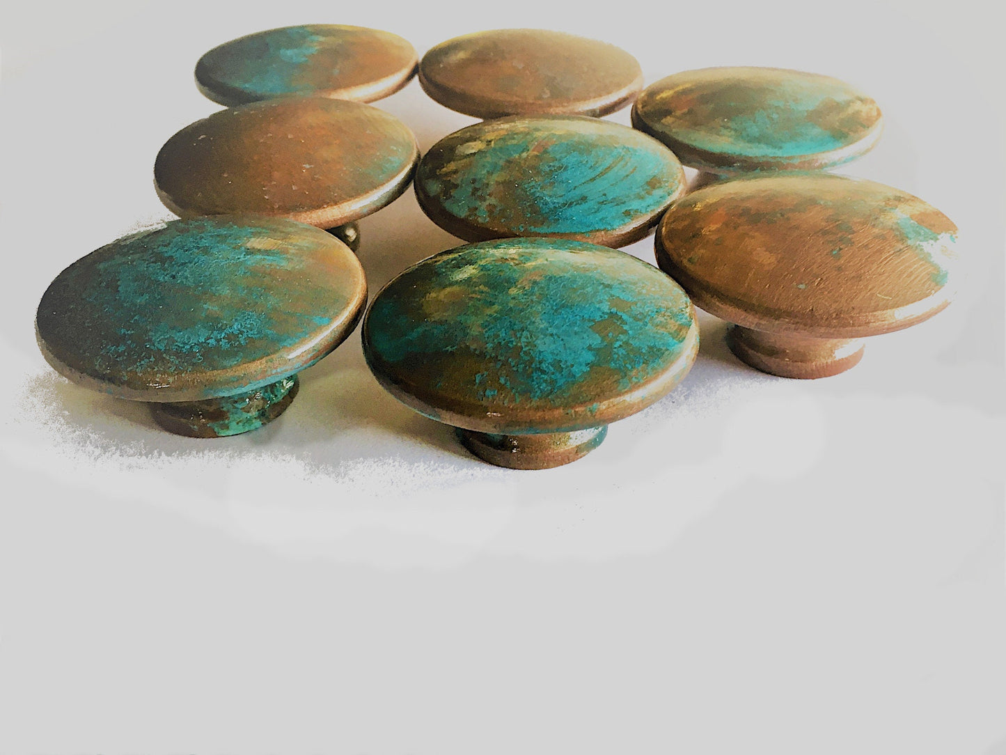 Beautiful Decorative Knobs, Faux Copper Furniture Knobs Like Real Aged Copper, Blue-Green Patina, Kitchen Cabinet Knobs & Pulls 6 Knob Sizes