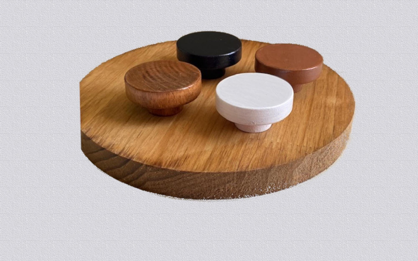 Boho Wooden Cabinet Knobs ā Rustic Natural, Black, Brown, and White Drawer Pulls ā Handmade Decorated Flat Top Furniture Knobs