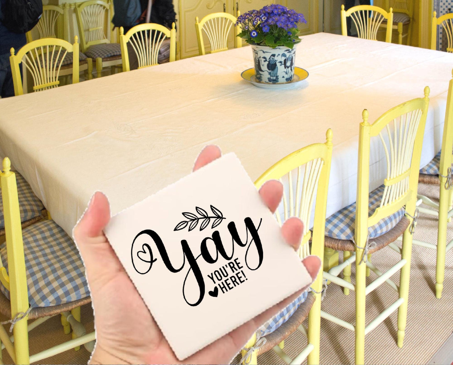 Sarcastic Welcome Coasters Set of 4 or 6 | Square Ceramic 4" Cork Back Drink Coasters| Kitchen/Dining Table Decor, Funny Coasters-Drink Mats