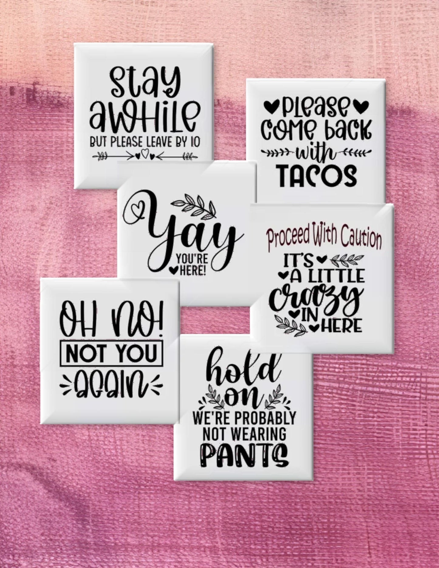 Sarcastic Welcome Coasters Set of 4 or 6 | Square Ceramic 4" Cork Back Drink Coasters| Kitchen/Dining Table Decor, Funny Coasters-Drink Mats