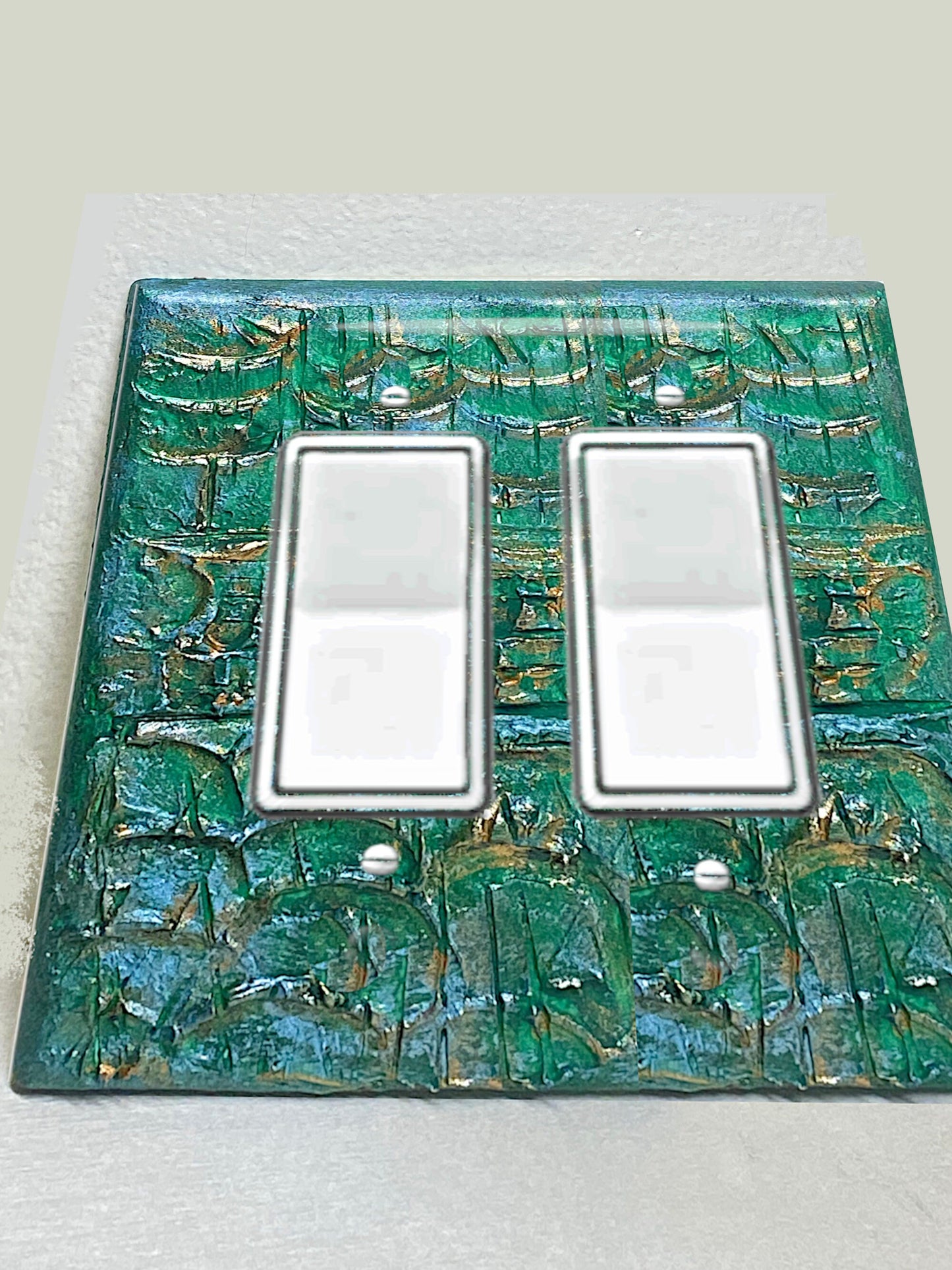 Ocean Colors 3D Switch Cover, Emerald Green Ocean Waves, Embossed Outlet Cover, Beach House & Lake House Decor, Nautical Green, Wall Plate