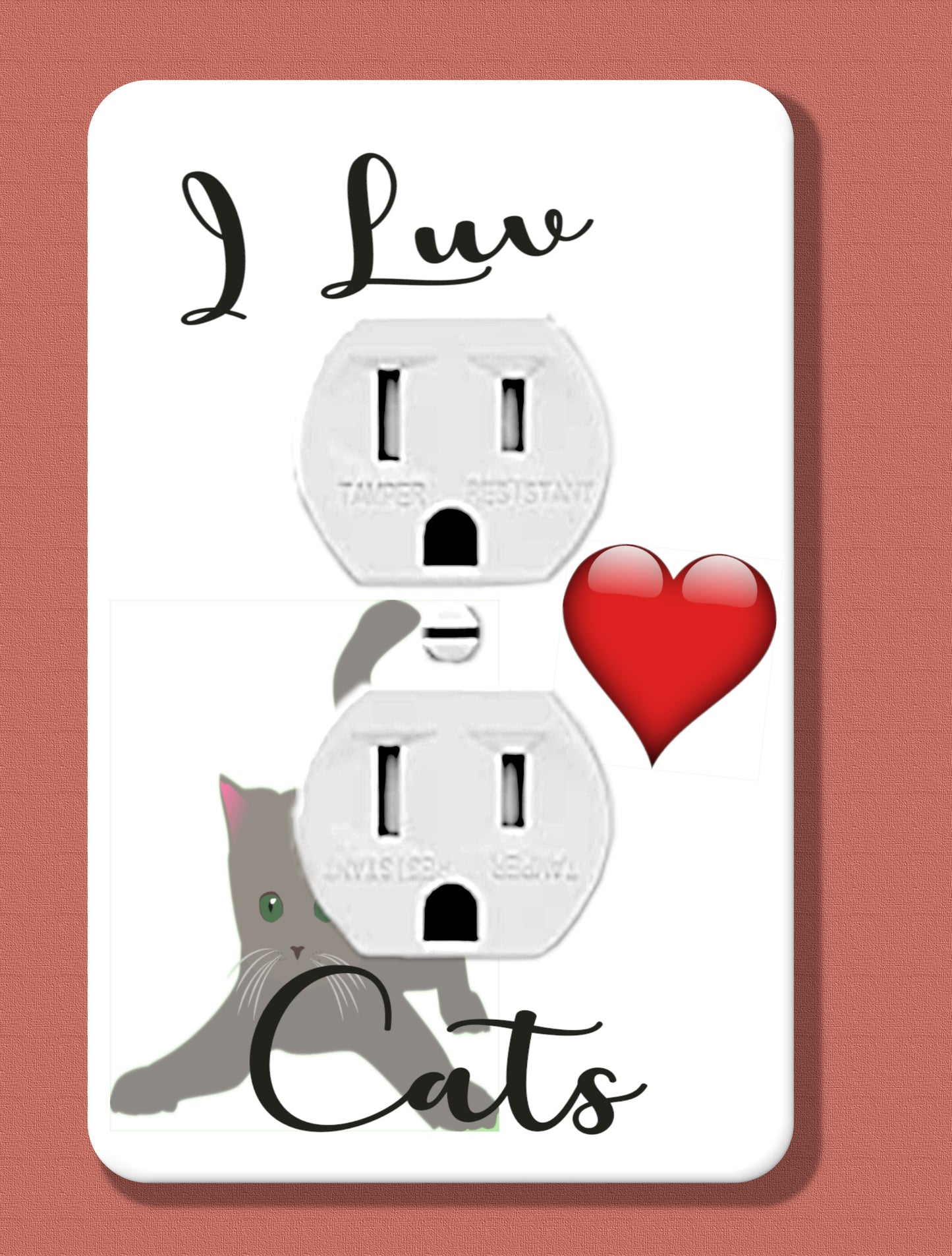 I Luv Cats Light Switch Cover – Cute Cat Lover Wall Plate | Funny Cat Decor for Pet Owners | Light Switch Vinyl Sticker Plate