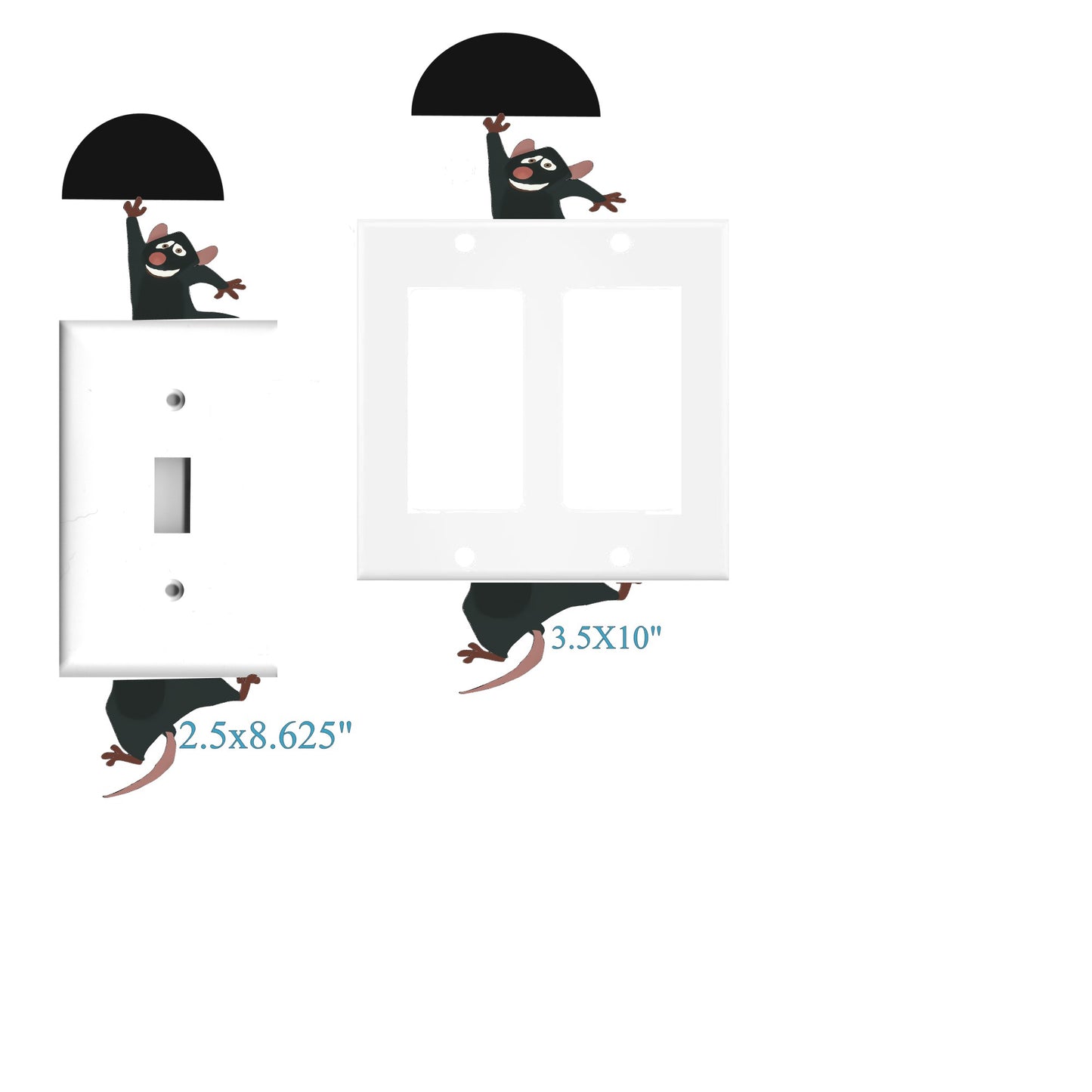 Funny Cat & Mouse Light Switch Wall Decals – Cute Cartoon Vinyl Stickers for Kids Room, Nursery or Playroom, Sticker Sheet, Laptop, Journals