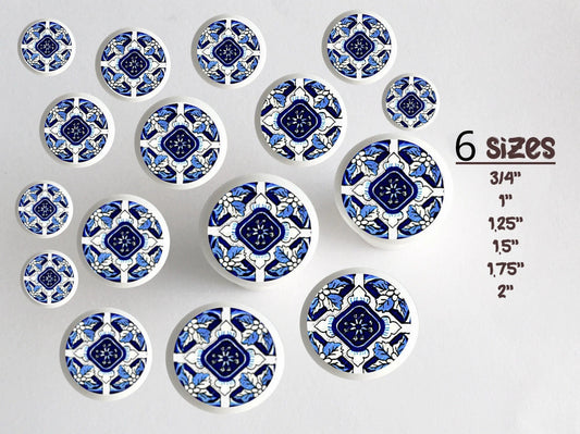 Blue Moroccan Knobs, Decorative Kitchen Cabinet Knobs & Pulls, Drawer Knobs, Dresser Knobs, Bathroom Cabinet Doors and Drawers, 6 Knob Sizes