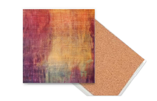 Canyon Colors Coaster Set of 4 or 6 | Square Ceramic 4" Mug Mats | Absorbent Cork Back Drink Coasters | Kitchen & Dining Table Mats