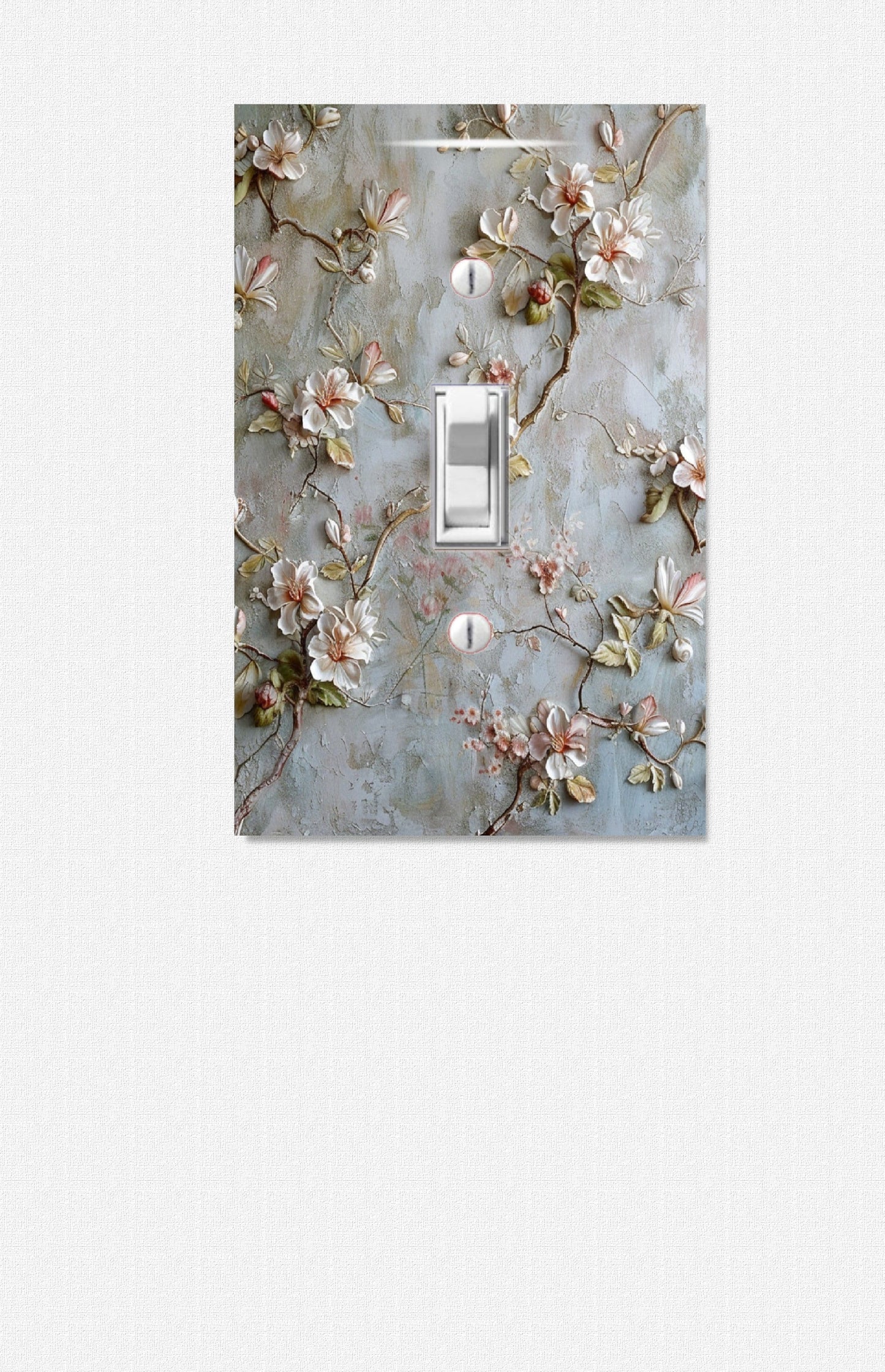 NEW DESIGN Elegant Silver & Lite Pink Floral Light Switch Cover - Watercolor Print Outlet Plate, Wall Plate, Switchplate, Switch Plate Art