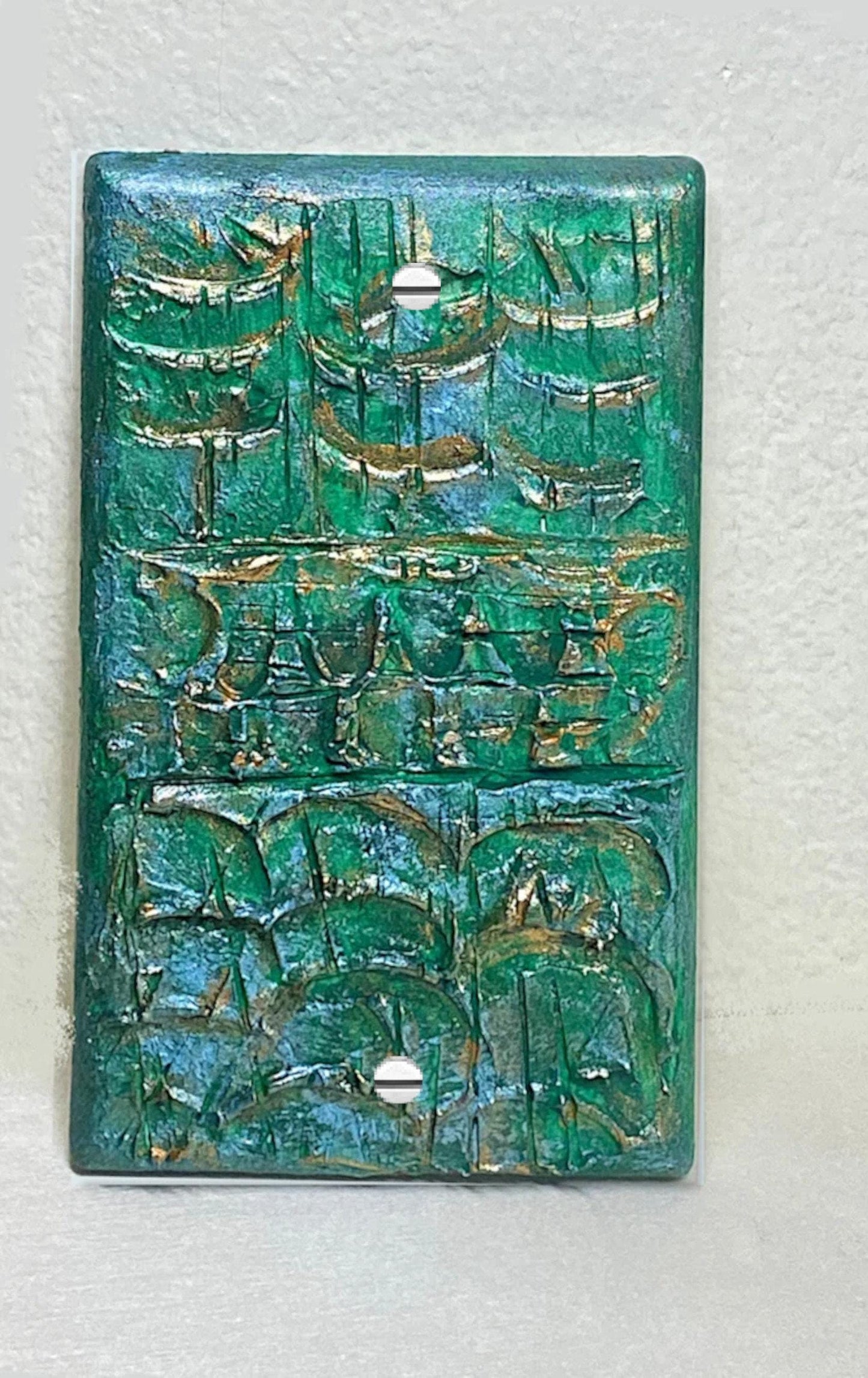 Ocean Colors 3D Switch Cover, Emerald Green Ocean Waves, Embossed Outlet Cover, Beach House & Lake House Decor, Nautical Green, Wall Plate