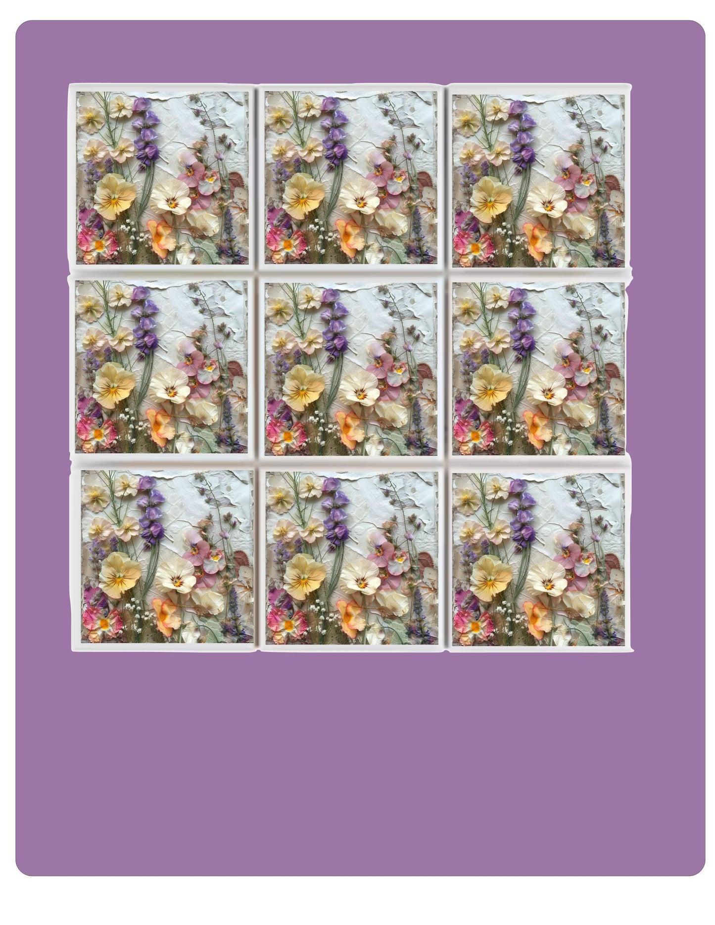 3D Flowers Print Coasters Set of 4 or 6 | Square Ceramic 4" Cork Back Drink Mats | Kitchen/Dining Table Decor, Floral Coasters Botanical