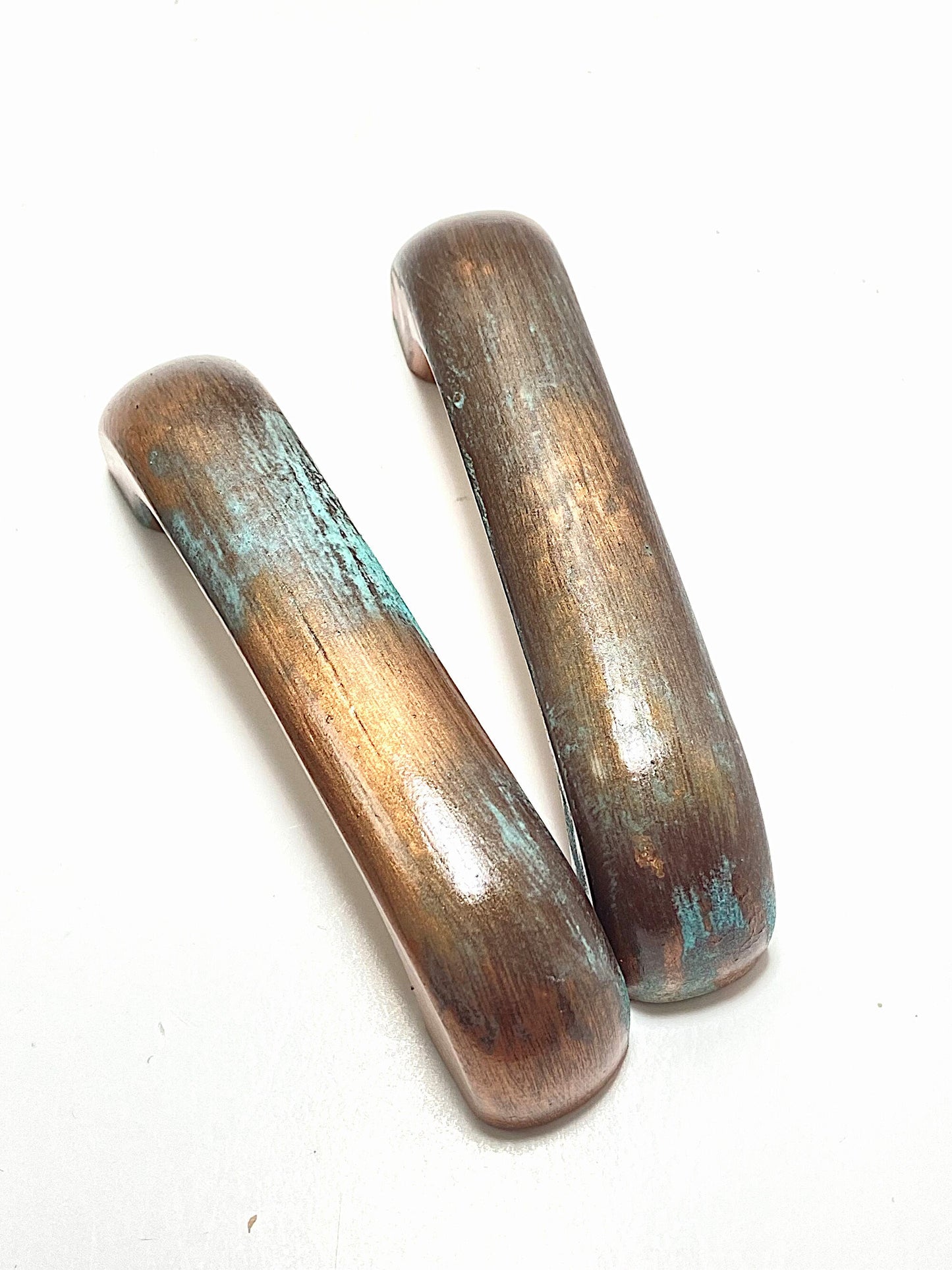 Wood Cabinet Pulls-Copper w/Green Patina | Bathroom & Kitchen Hardware |  Cabinet Knobs | Kitchen Cabinet Hardware | FAUX Copper