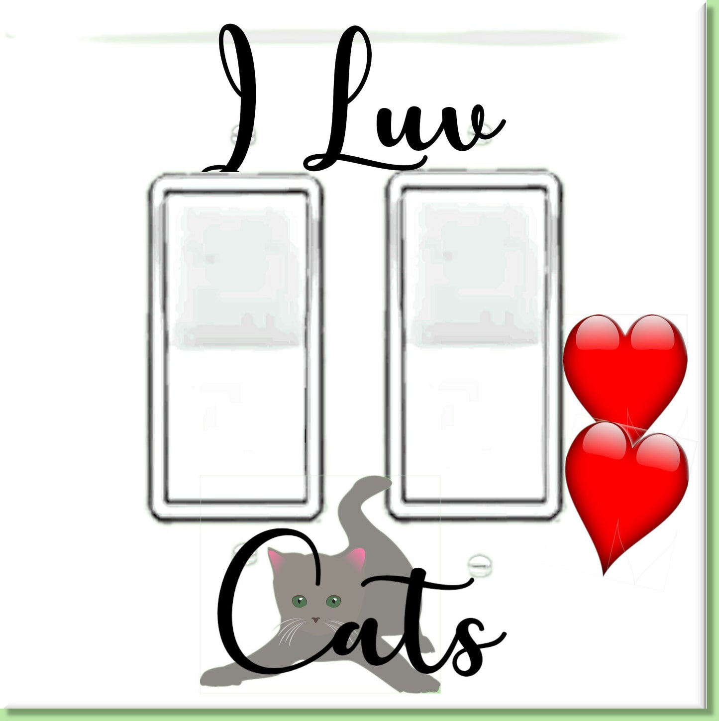 I Luv Cats Light Switch Cover – Cute Cat Lover Wall Plate | Funny Cat Decor for Pet Owners | Light Switch Vinyl Sticker Plate