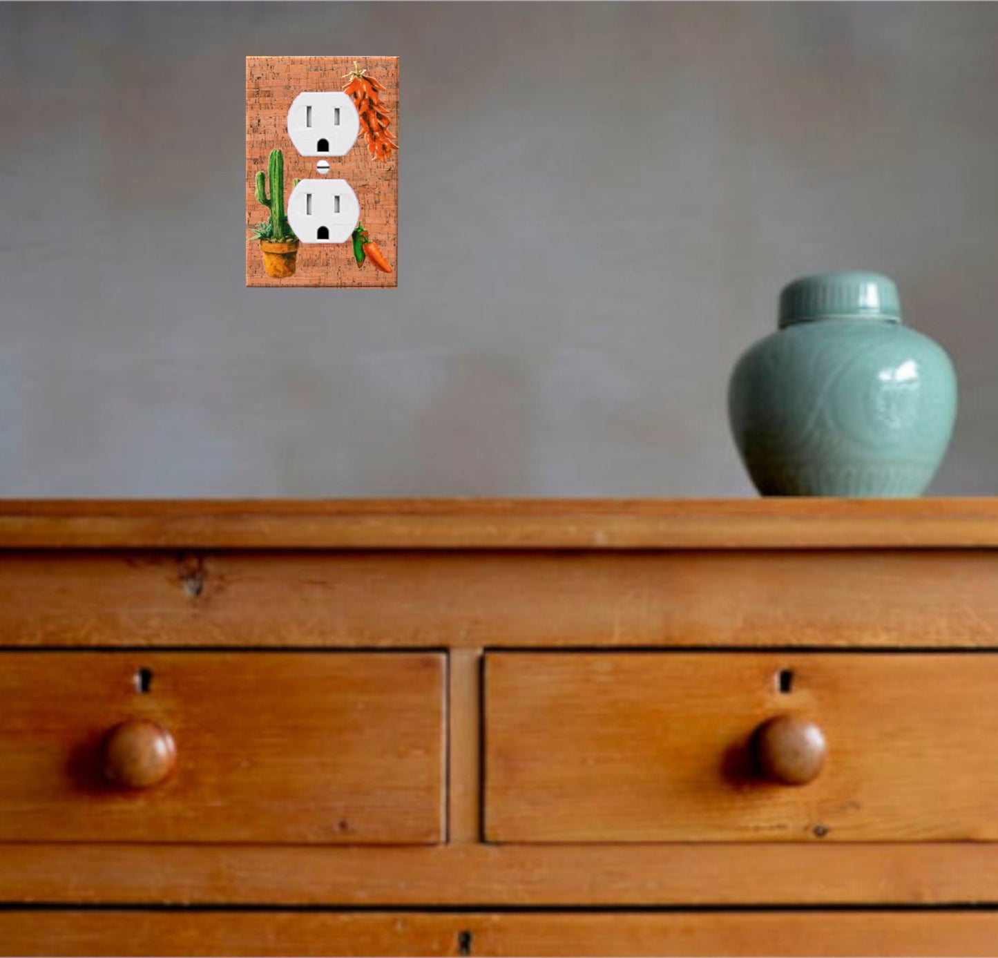 Southwest Wall Decor Switchplate Cover, Wall Plate Outlet Cover, Southwestern Desert Cactus, Wall Decor Electrical Switch Plate Reduced Shpg