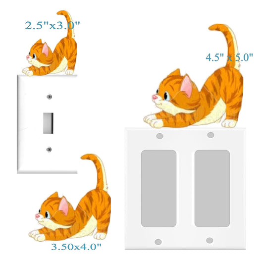 Adorable Orange Kitten Light Switch Wall Decal – Removable Vinyl Cat Sticker for Nursery, Kids Room or Playroom Decor, Easy Peel-n-Stick