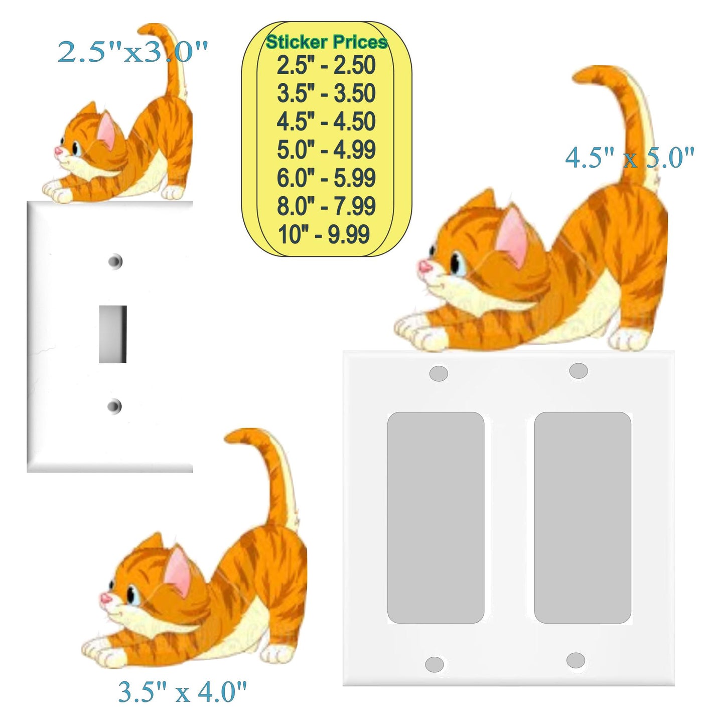 Adorable Orange Kitten Light Switch Wall Decal – Removable Vinyl Cat Sticker for Nursery, Kids Room or Playroom Decor, Easy Peel-n-Stick