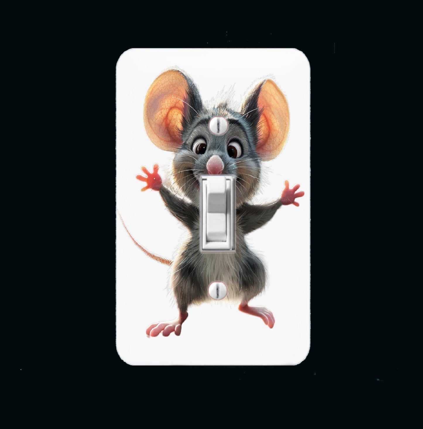 Funny Mouse Light Switch Decals–Cute Cartoon Mice Wall Stickers for Kids Room, Nursery or Playroom–Switch Plate Covers + Round Knob Stickers