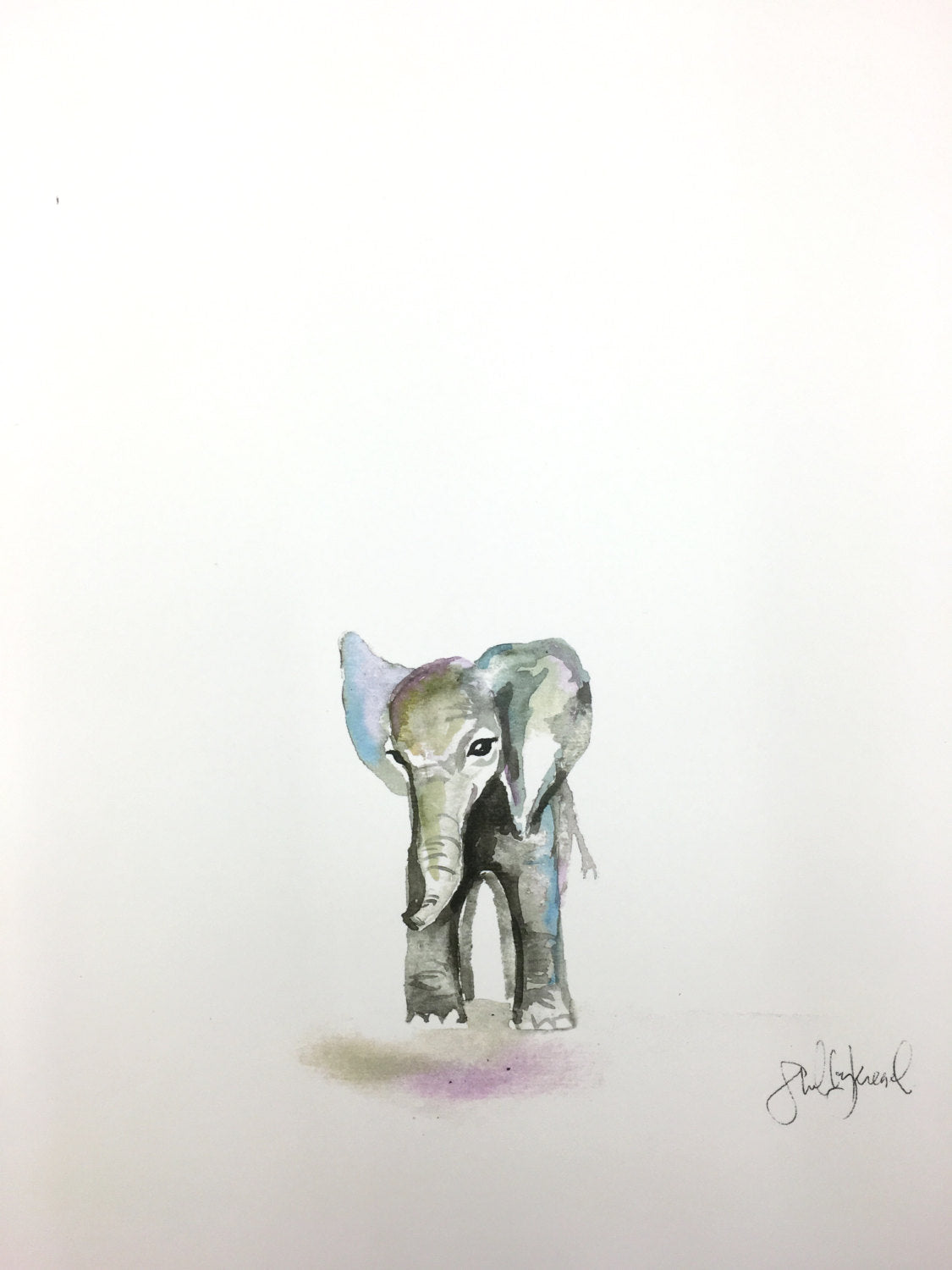 Baby Elephant Art Print 11x14in, Nursery Decor, Wall Art, Baby Animals, Safari Animals