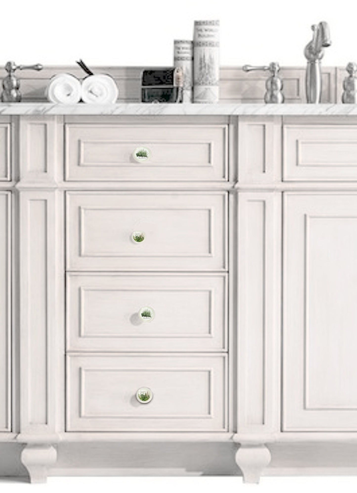Herb Garden Cabinet Knobs – Set of Decorative Kitchen Drawer Pulls with Basil, Thyme, Oregano, Rosemary & More | Botanical Kitchen Hardware