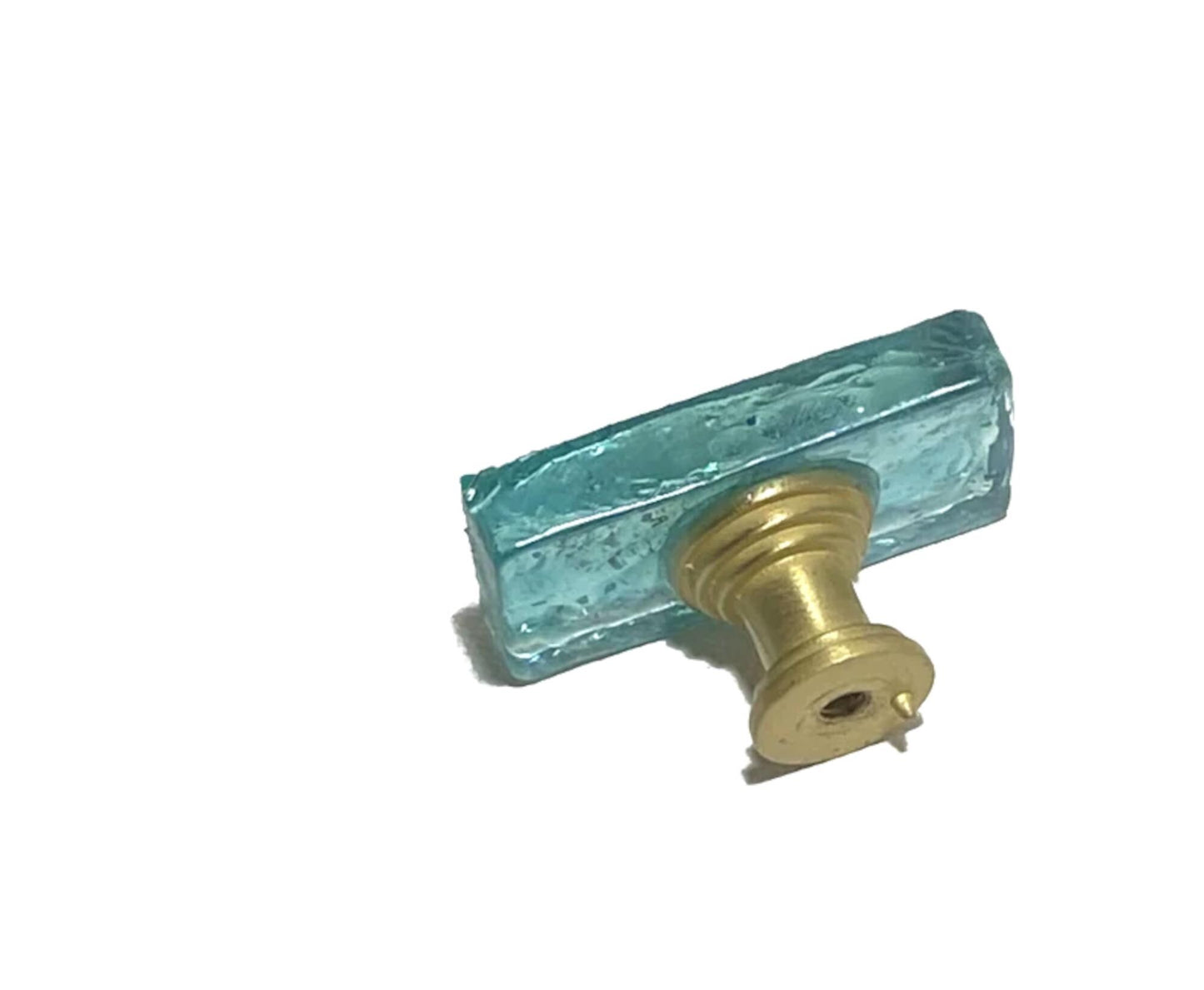 Oceanic Opulence: Sea Blue Glass Knobs with Metal Stems - Sparkling Drawer, Bathroom Cabinet & Dresser Accents, Choose From 5 Stem Colors