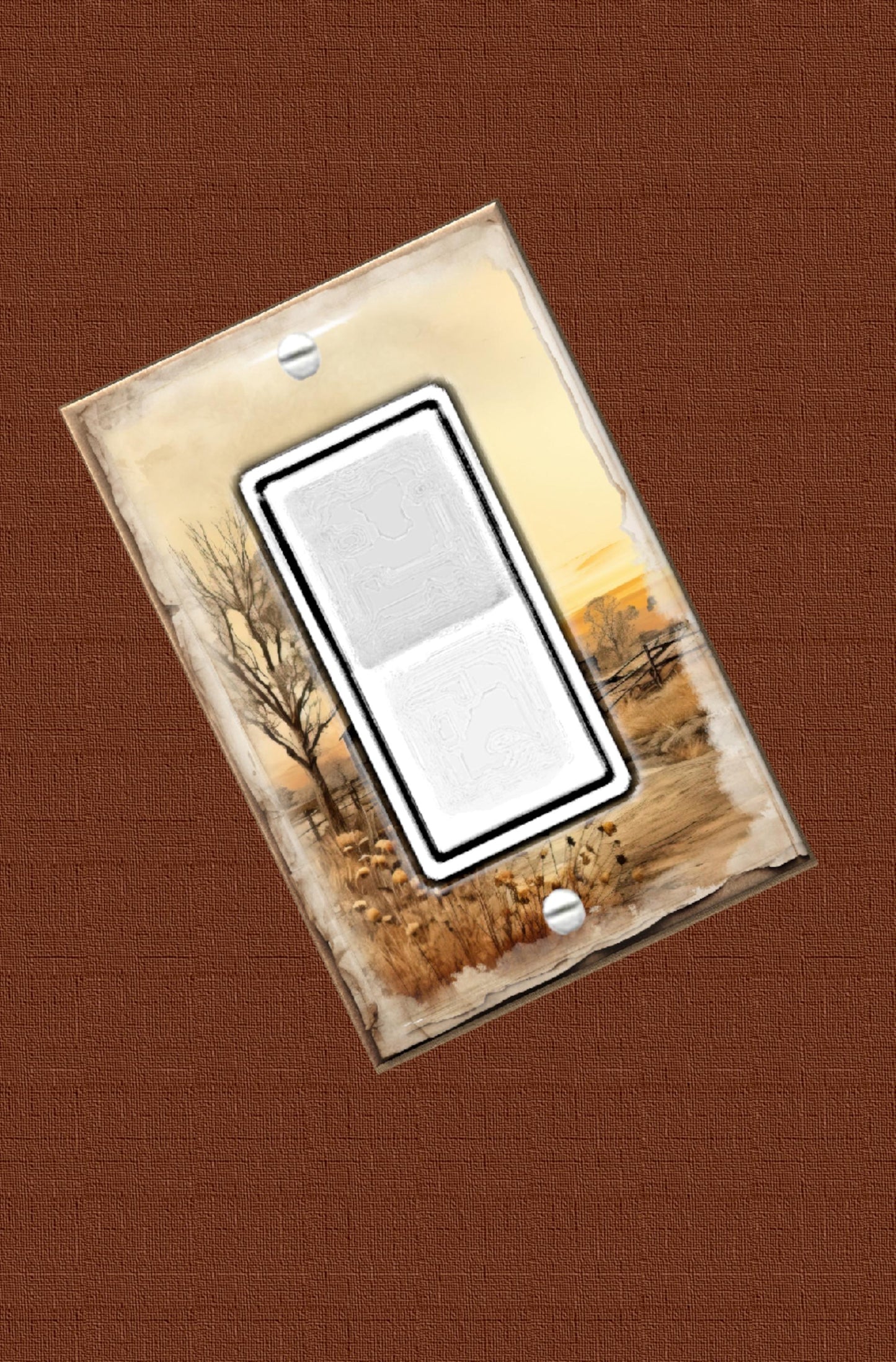 Rustic Old Country Home Art Light Switch Cover - Colorful Outlet Cover - Decora Switch Plate - Country Kitchen Hardware - Junk Journal Page