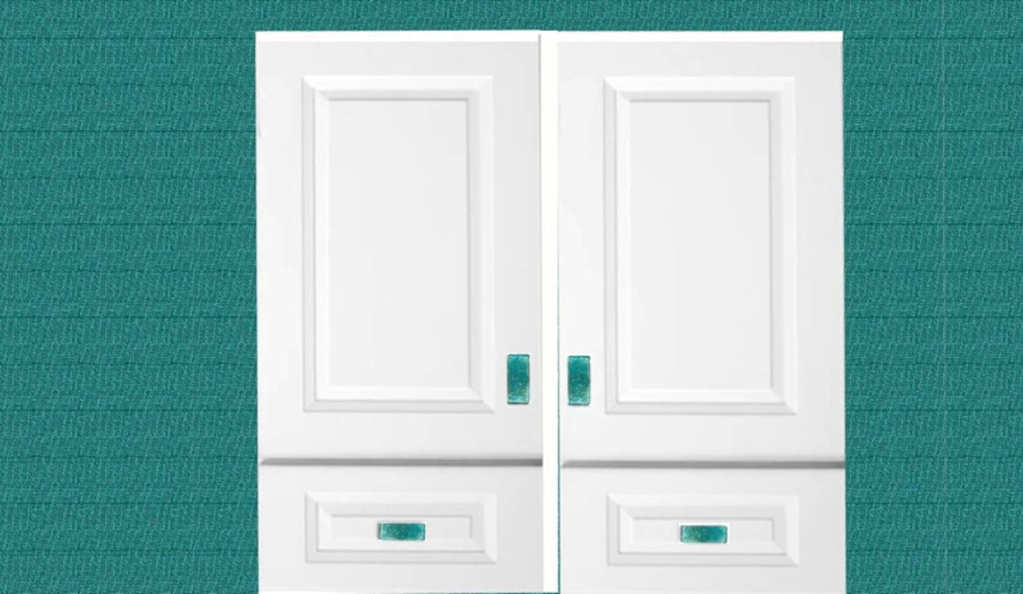 Oceanic Opulence: Sea Blue Glass Knobs with Metal Stems - Sparkling Drawer, Bathroom Cabinet & Dresser Accents, Choose From 5 Stem Colors