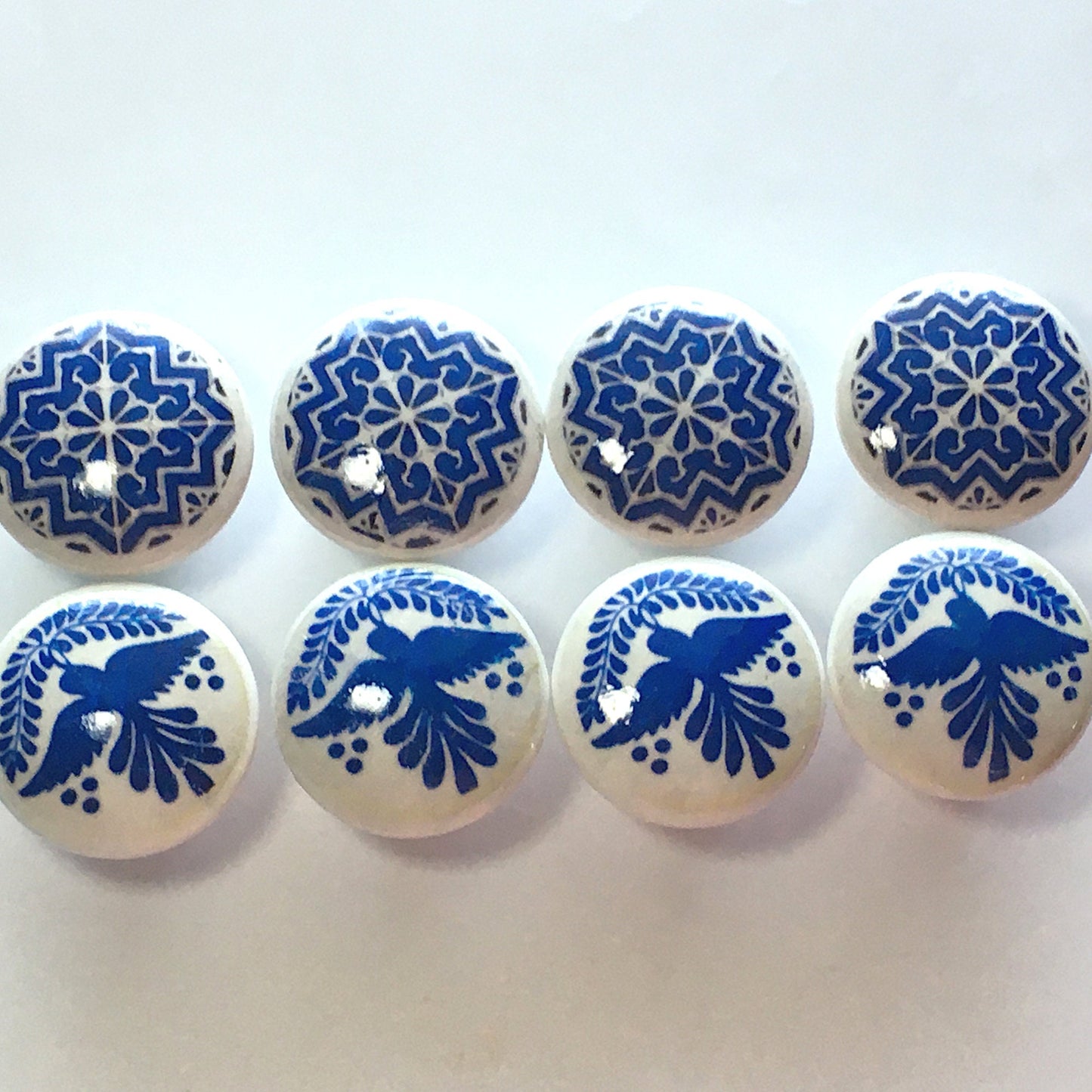 Talavera Blue Collection Dresser Knobs - Mexican Tile Inspired Decorative Cabinet Hardware for Kitchen and Bath - Cute Unique Handmade
