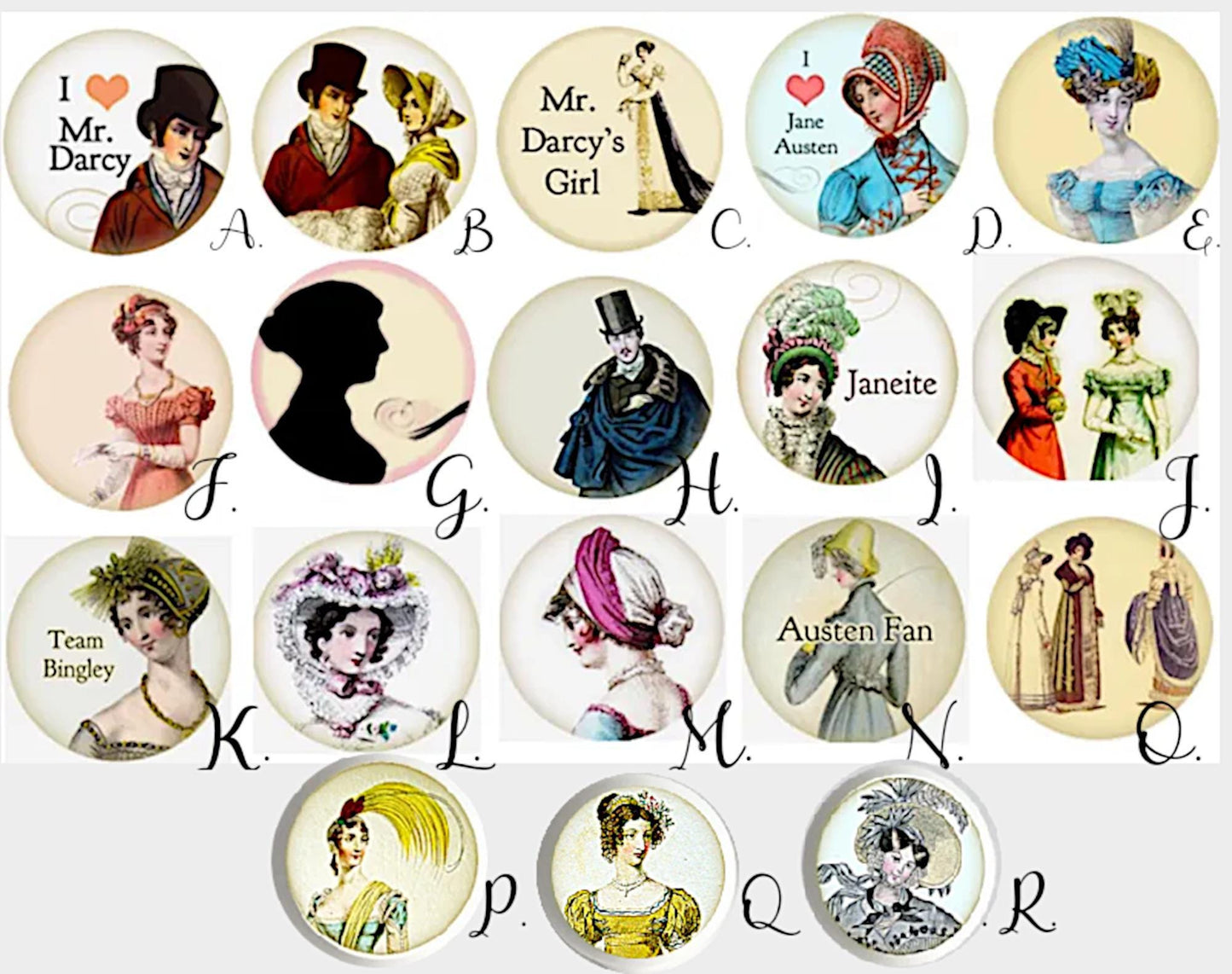 Dresser Knobs Victorian Fashion & Book Characters, Wooden Drawer Knobs, 19th Century Fashion Dresser Knobs, Gift Book Lover, Book Club Gift