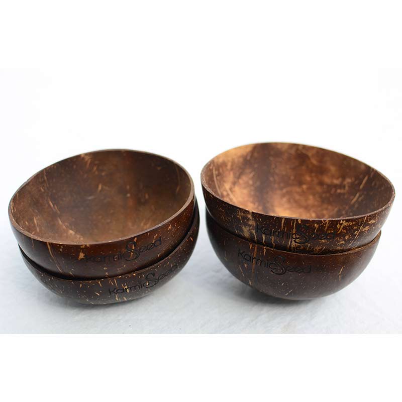 Handmade Coconut Bowls (Set of 4), Karmic Bowls, Natural Coconut Shell Bowls, Reclaimed Organic