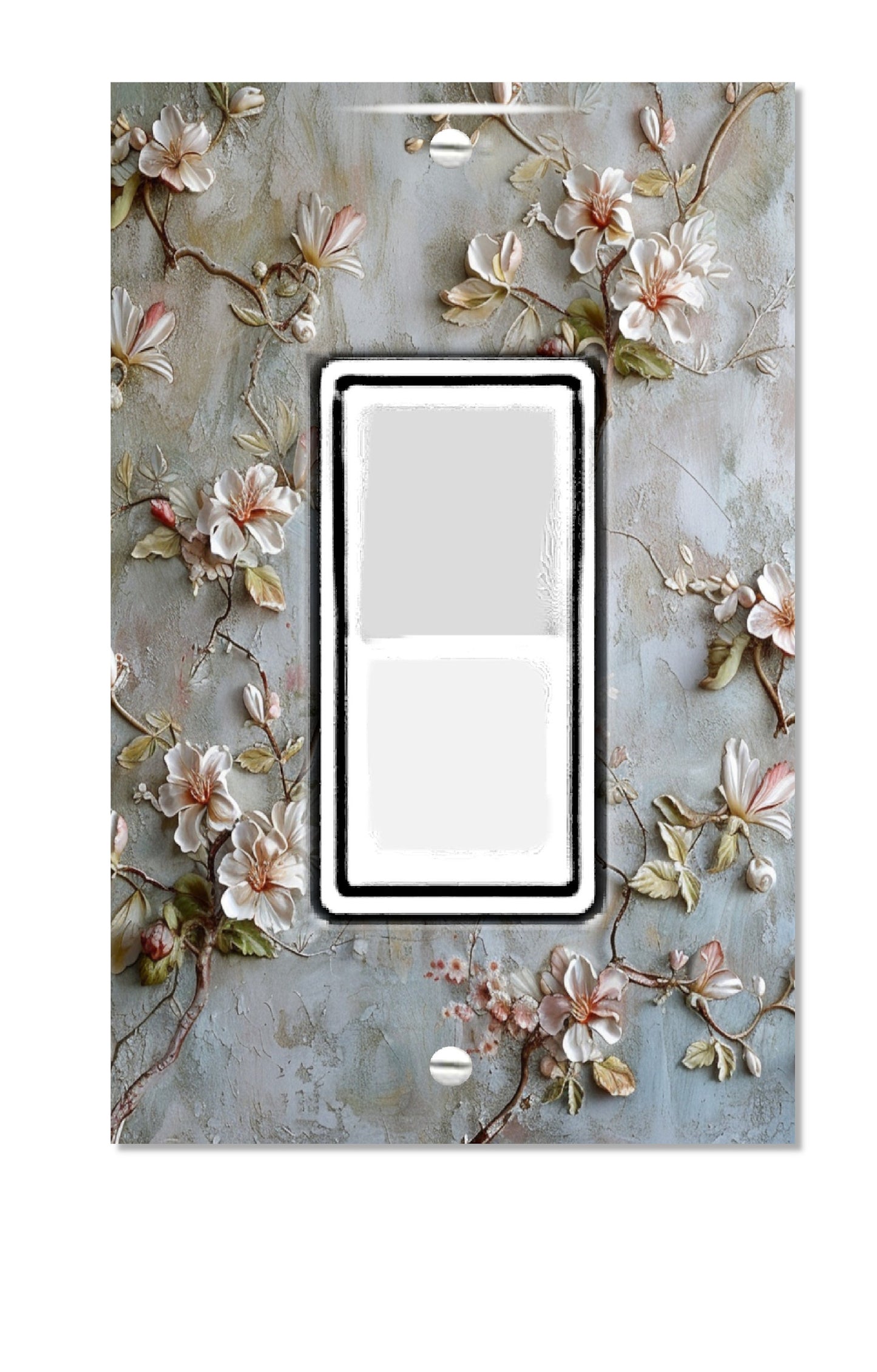 NEW DESIGN Elegant Silver & Lite Pink Floral Light Switch Cover - Watercolor Print Outlet Plate, Wall Plate, Switchplate, Switch Plate Art