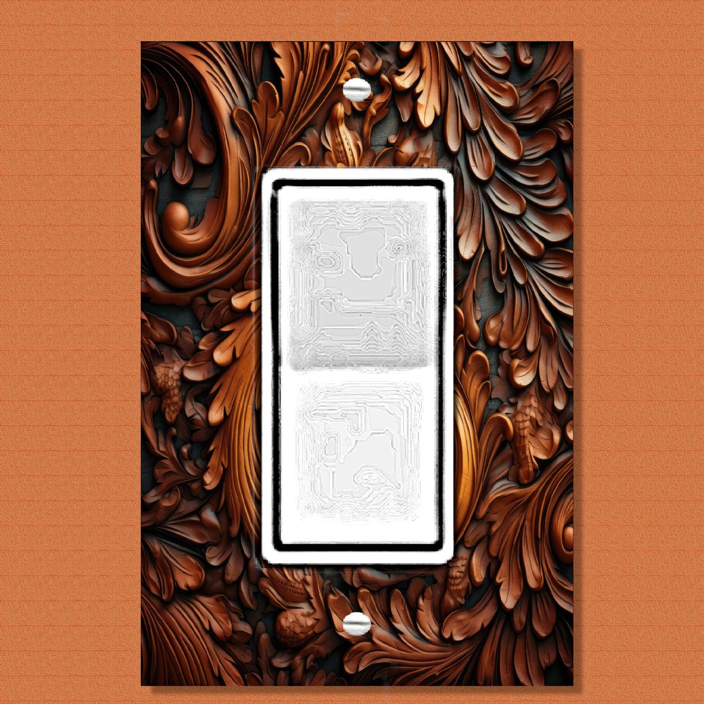 3D Tooled Leather Print Switchplate, Dark Tooled Leather Switch Covers, Rustic Leather Outlet Cover, Great Gift for Men, Wall Plate Art