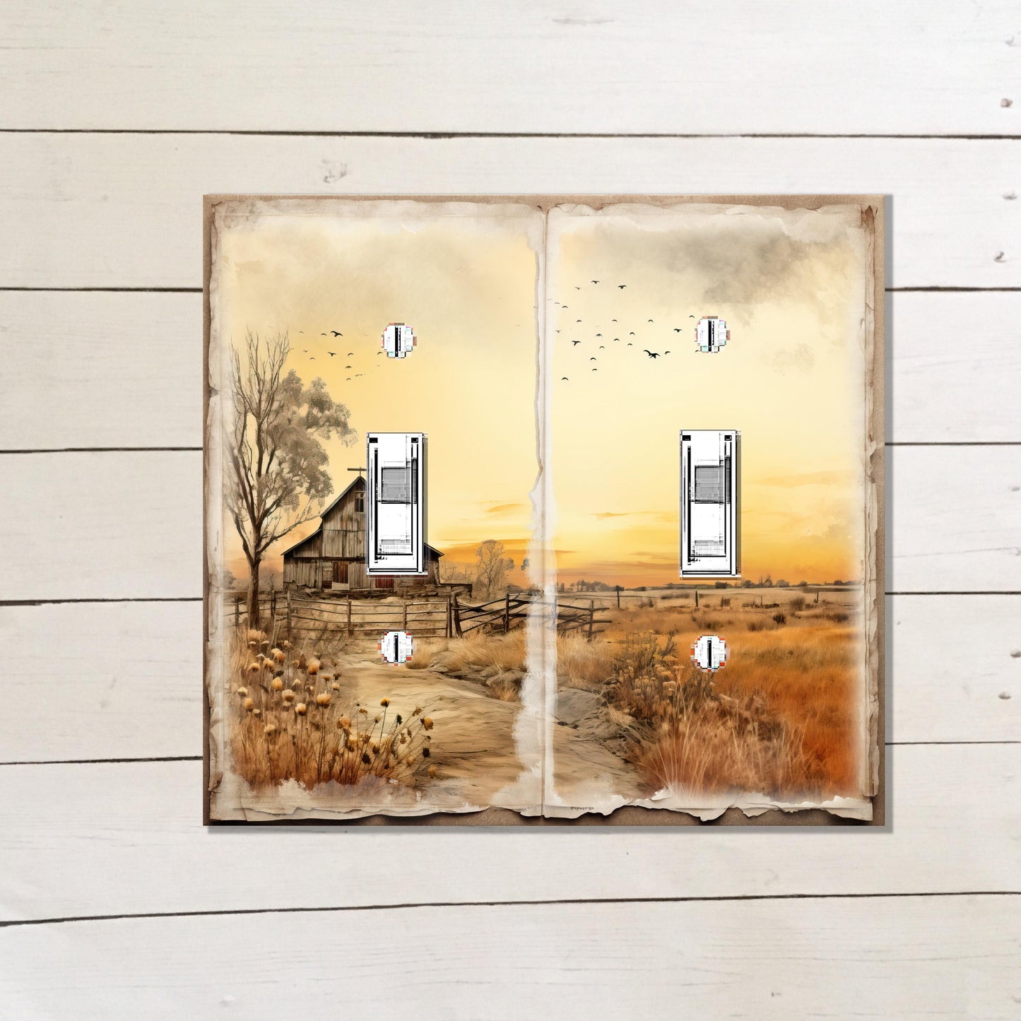 Rustic Old Country Home Art Light Switch Cover - Colorful Outlet Cover - Decora Switch Plate - Country Kitchen Hardware - Junk Journal Page