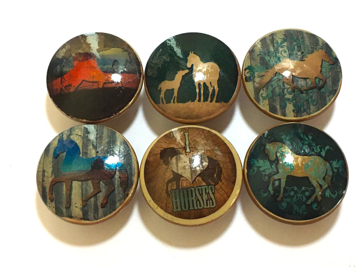 Farmhouse Charm 'I Love Horses' Dresser Knobs | Perfect for Country Home Decor n Horse Lovers | Rodeo Cowgirl Cowboy Furniture & Drawer Knob