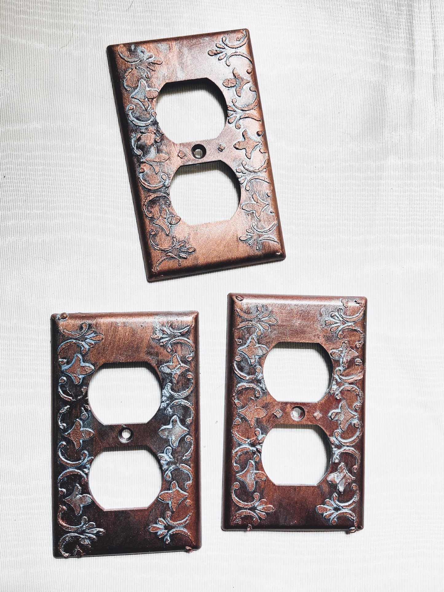 Baroque Switch Plate Mixed Media Outlet Cover, Artisan 3D Designed & Sculpted, Single Toggle Copper Switch Plate Cover, Outlet Wall Plate