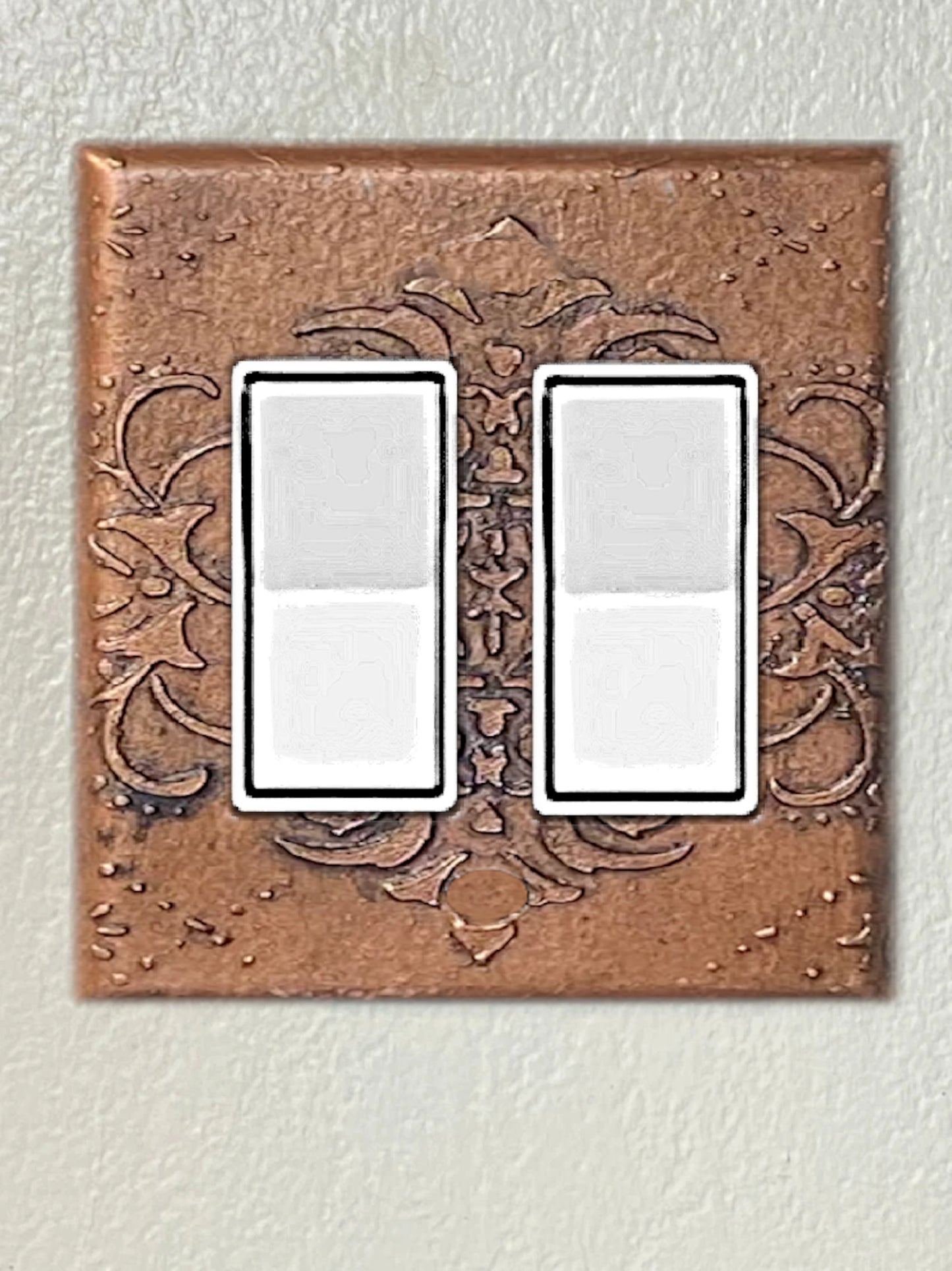 Baroque Switch Plate Mixed Media Outlet Cover, Artisan 3D Designed & Sculpted, Single Toggle Copper Switch Plate Cover, Outlet Wall Plate