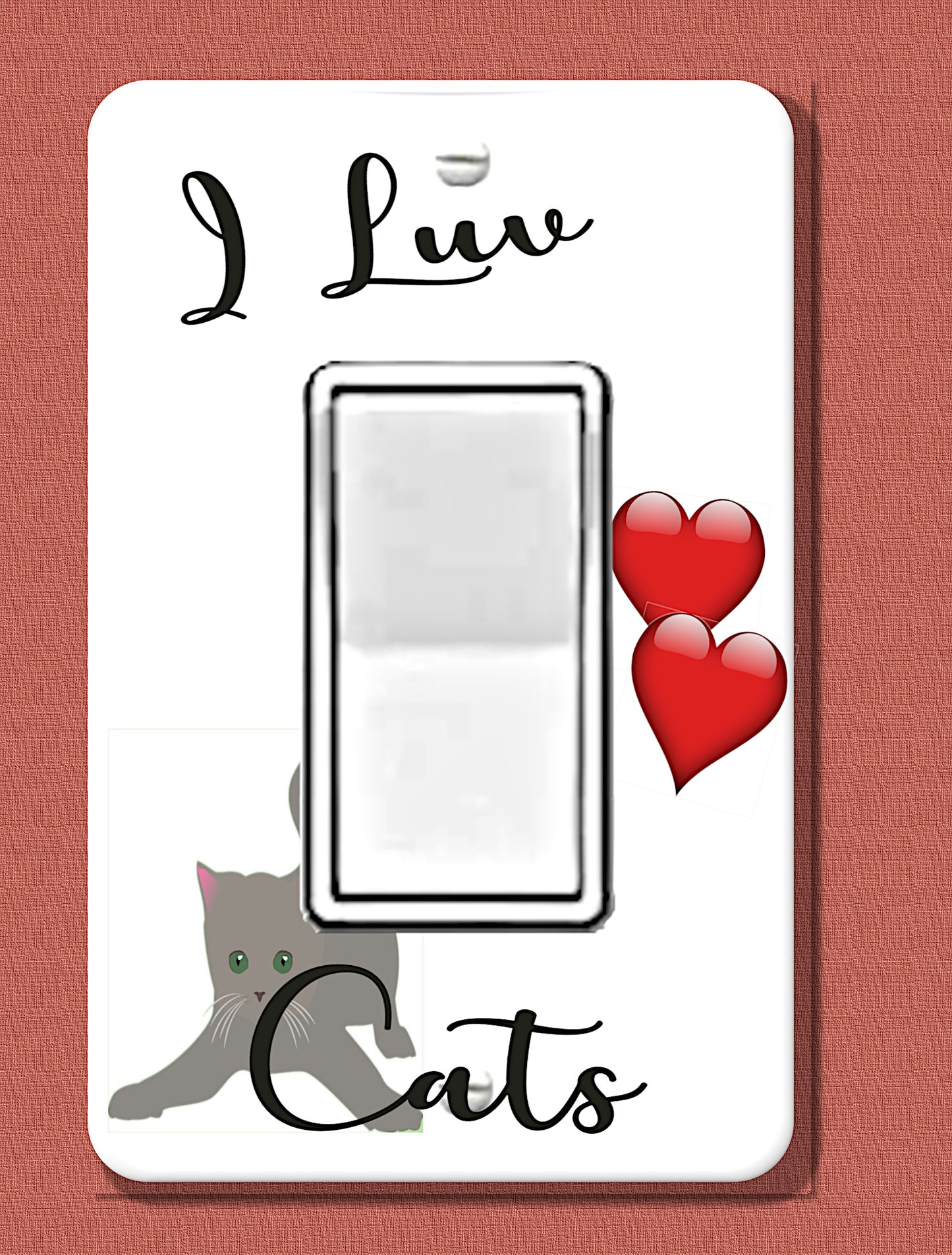 I Luv Cats Light Switch Cover – Cute Cat Lover Wall Plate | Funny Cat Decor for Pet Owners | Light Switch Vinyl Sticker Plate