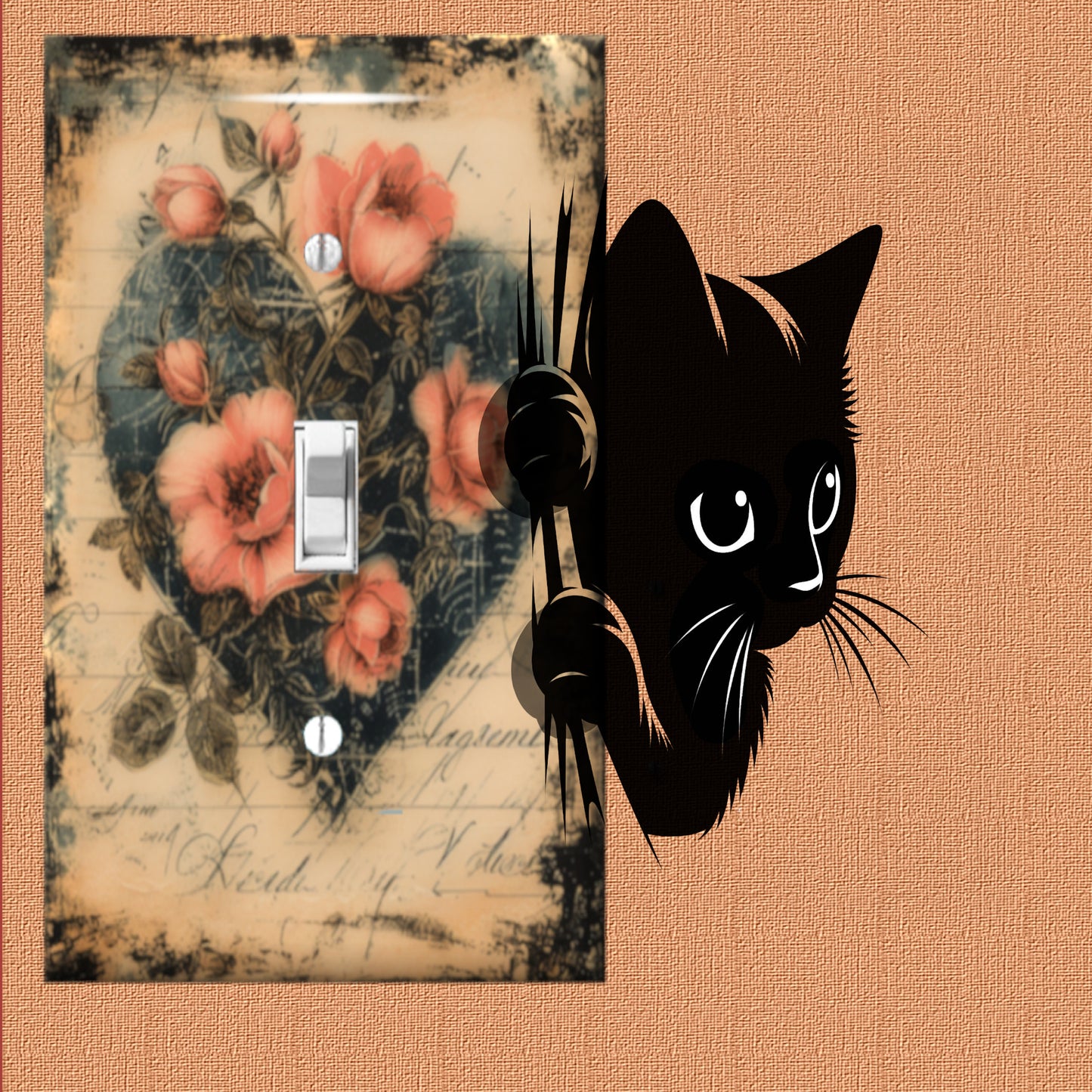 Funny Cat & Mouse Light Switch Wall Decals – Cute Cartoon Vinyl Stickers for Kids Room, Nursery or Playroom, Sticker Sheet, Laptop, Journals