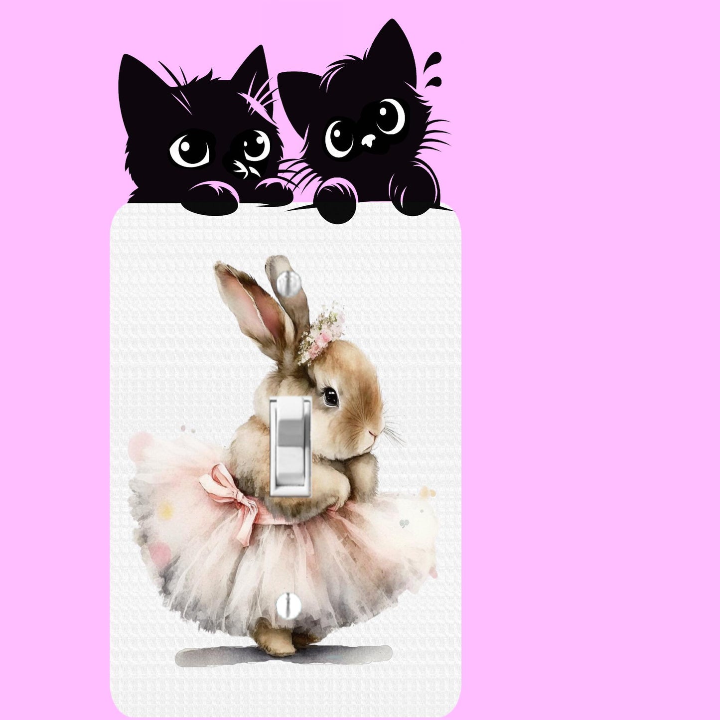 Peek-a-Boo Kitty Cat Light Switch Sticker Decal, Easy Peel-n-Stick Decorative Switch Plate Decal, Cute Vinyl Decal Removable & Damage Free